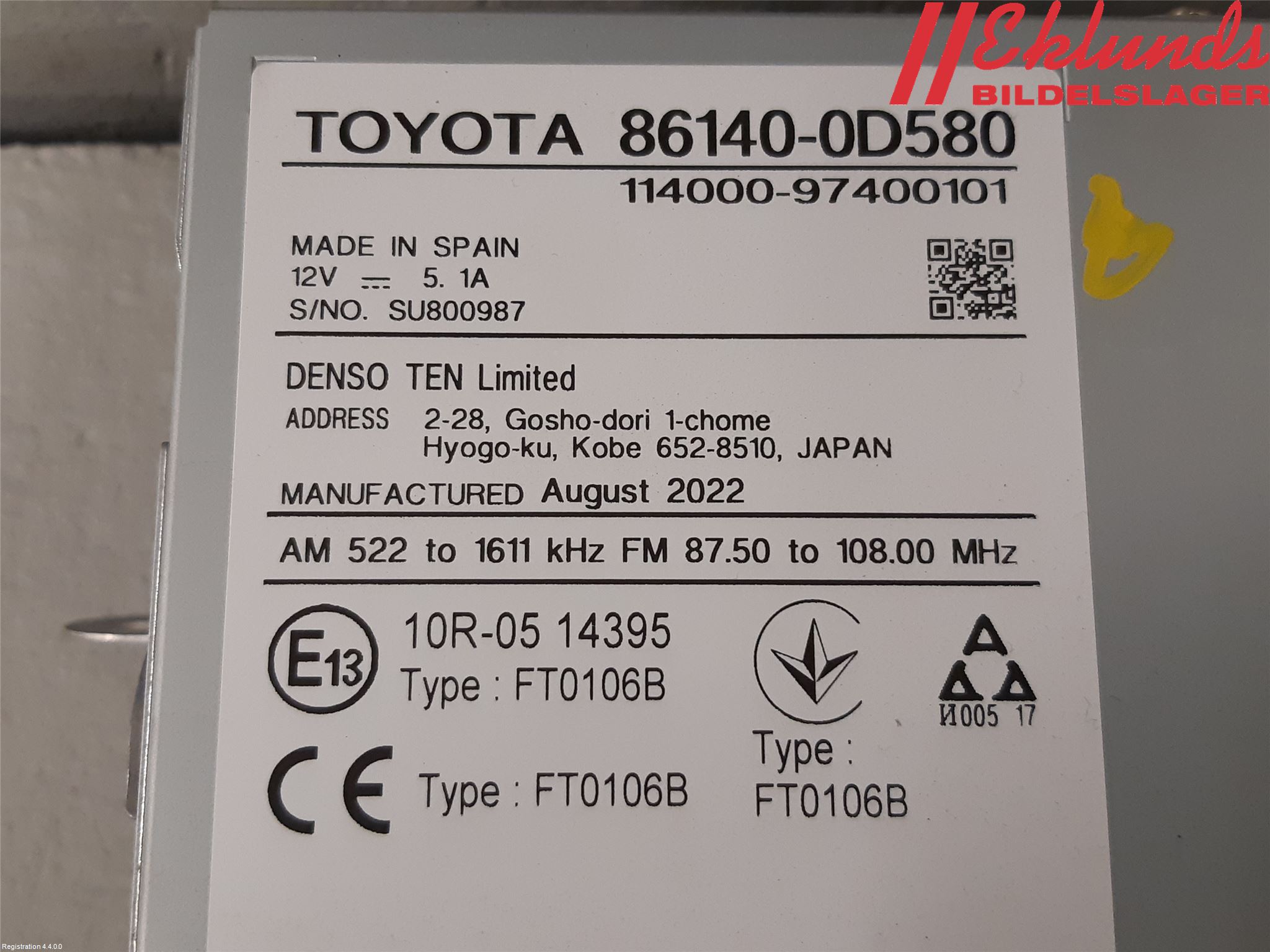 Toyota YARIS XP21 20- Cd Radio - Multimediapanel
