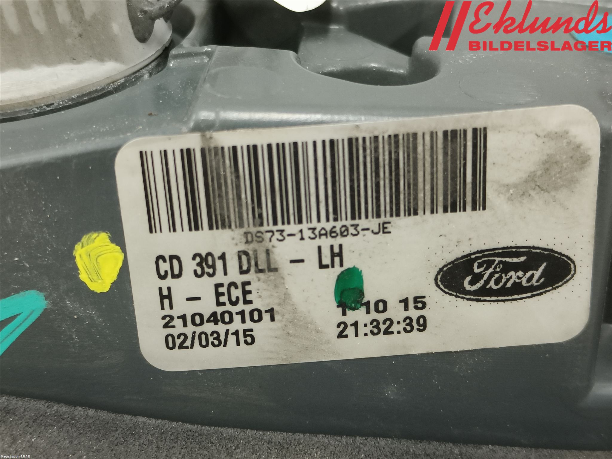 Ford MONDEO 15-22 Bakljus Lucka Vä