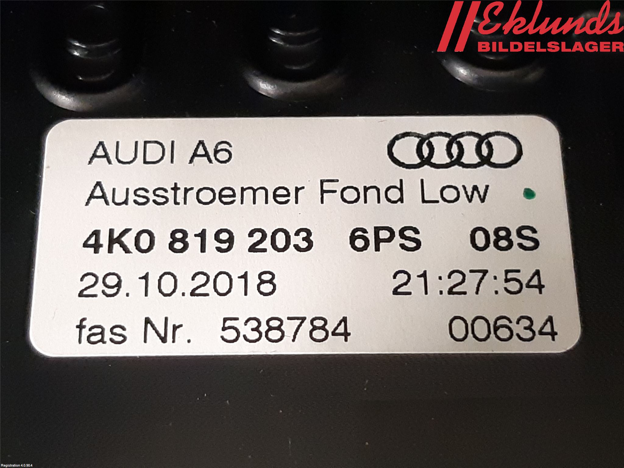 Audi A6 F2/C8 19- Defrosterkanal-Munstycke