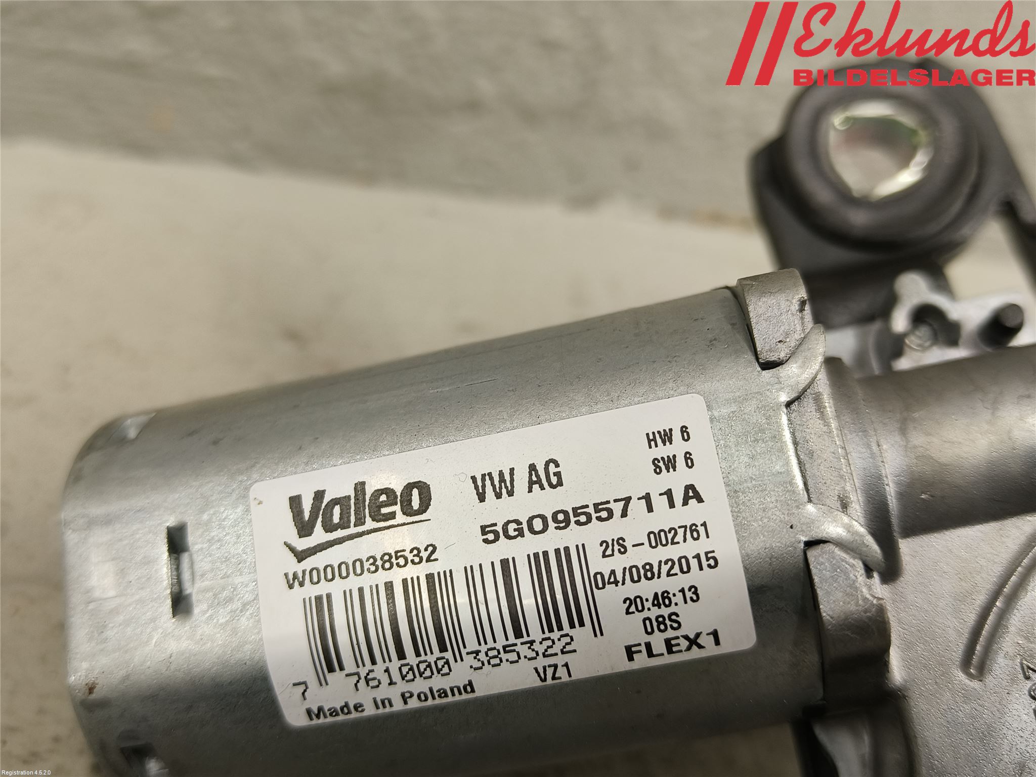 Volkswagen VW PASSAT 15-19 Torkarmotor Baklucka