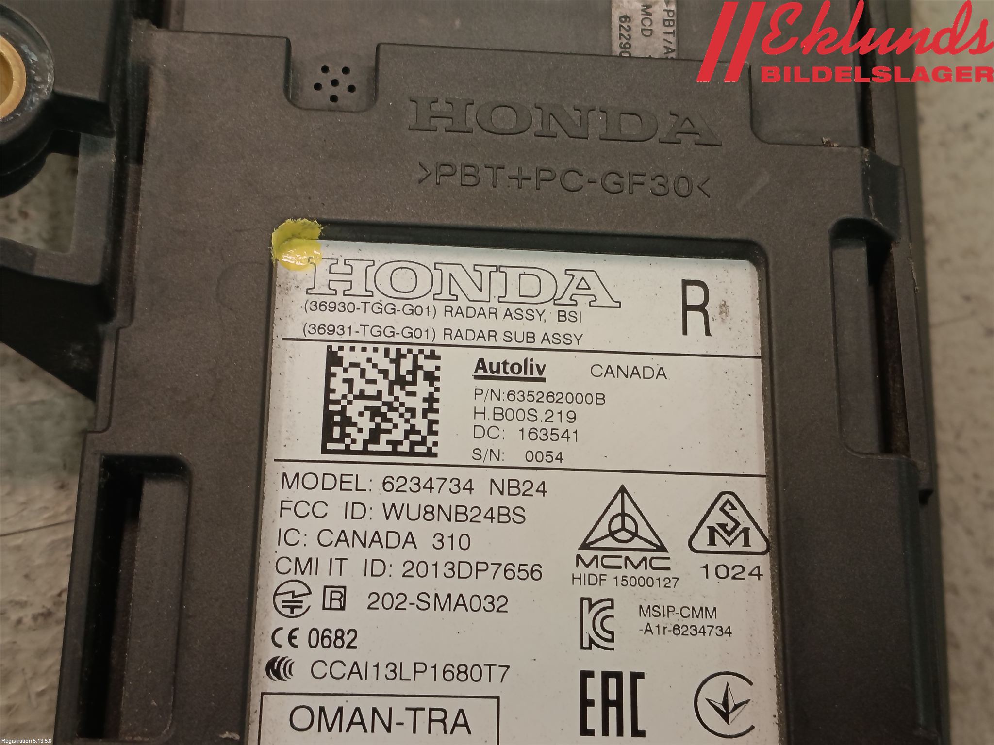 Honda CIVIC 17-22 Sensor Aktivt Kollisionsskydd