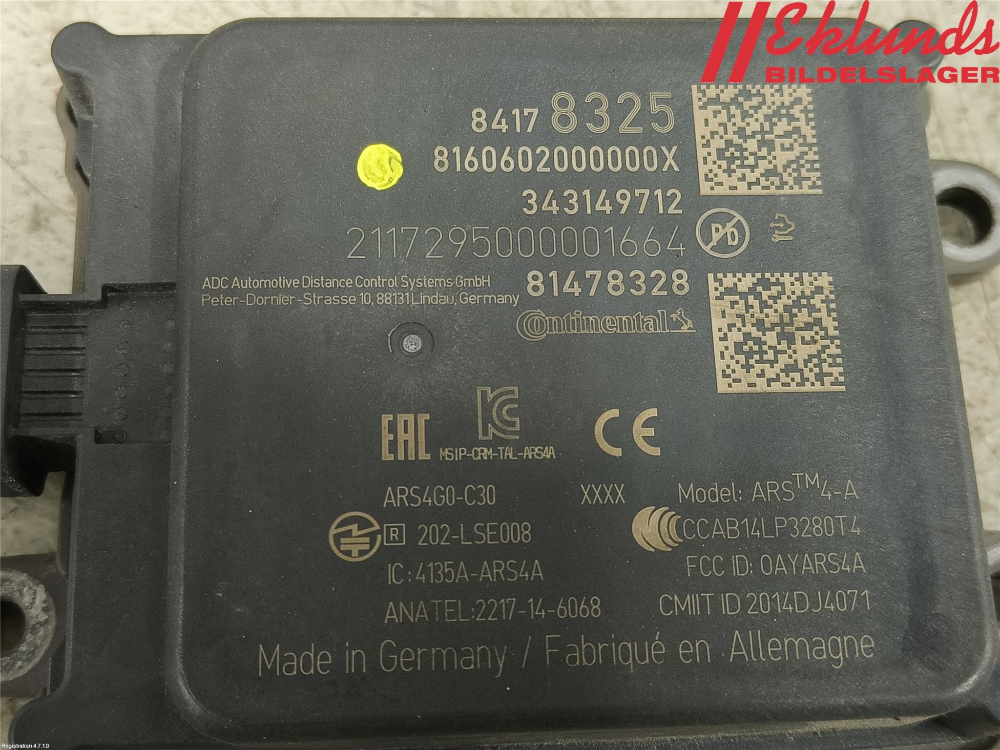 Opel INSIGNIA 17- Sensor Aktivt Kollisionsskydd