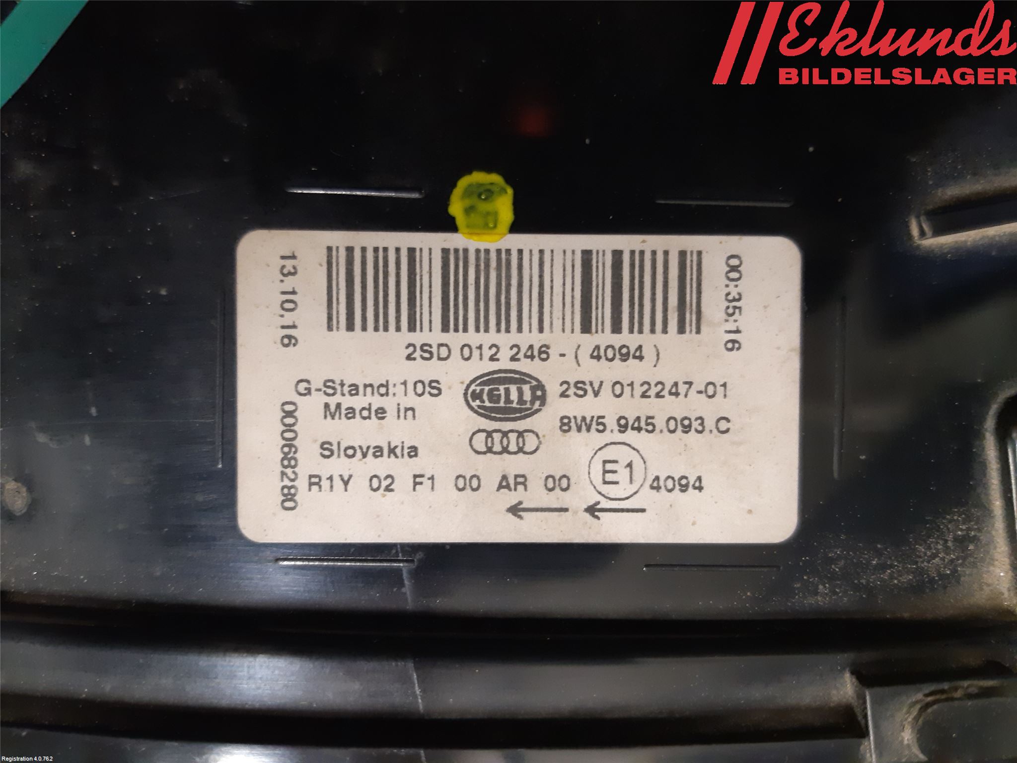 Audi A4/S4 B9 16-19 Bakljus Lucka Vä