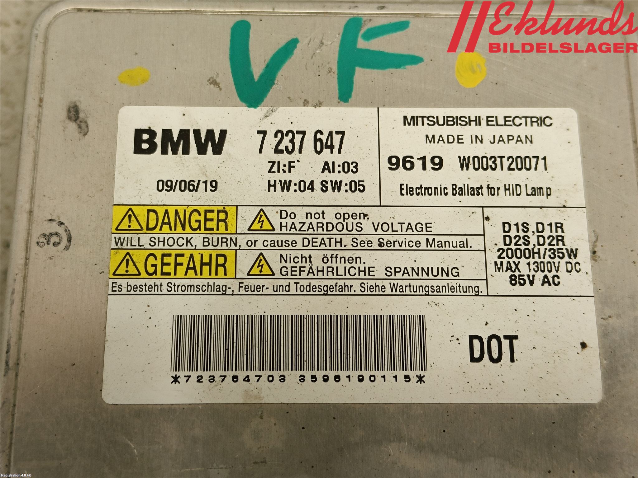 BMW 5 F10/F11/F18 09-17 Styrenhet Strålkastare
