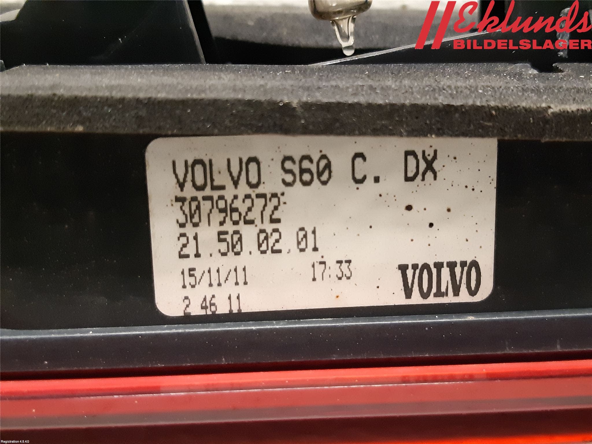 Volvo S60 11-13 Bakljus Lucka Hö