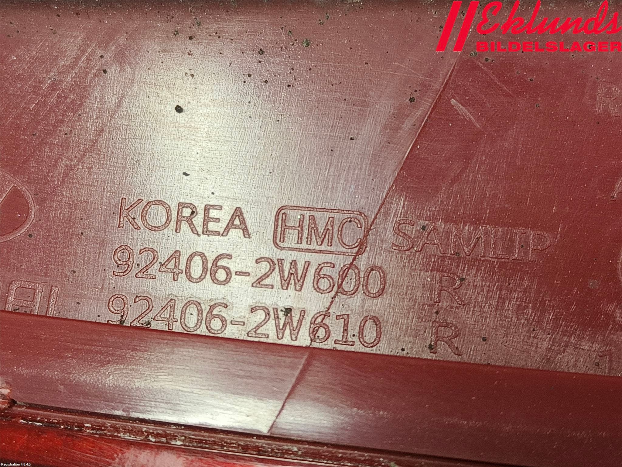 Hyundai SANTA FE 13-18 Bakljus Lucka Hö