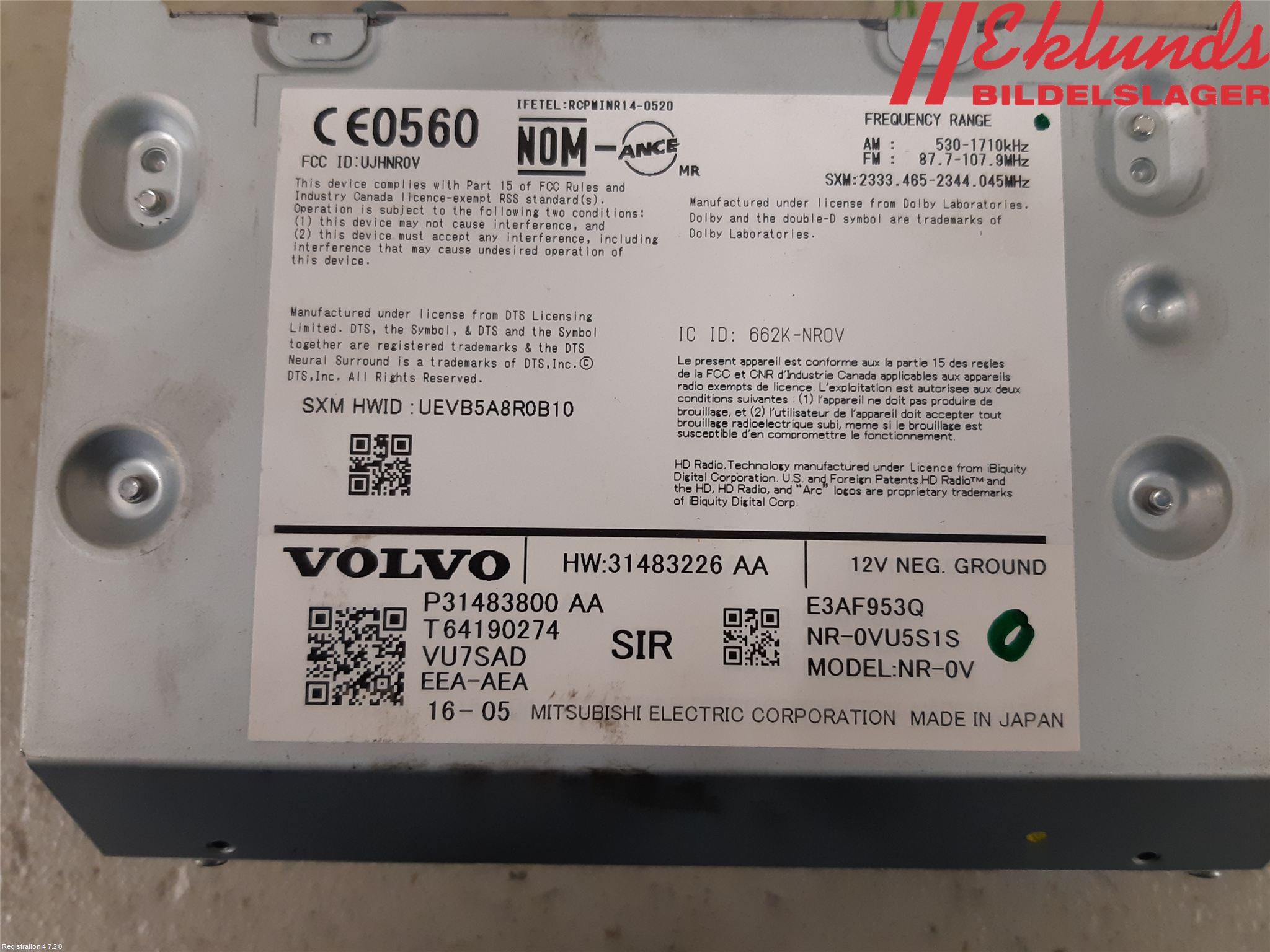Volvo XC90/RECHARGE 16- Cd Radio - Multimediapanel