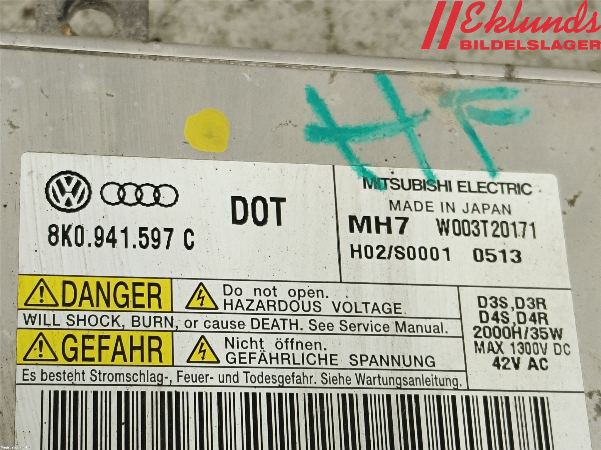 Audi A4/S4 08-11 Styrenhet Strålkastare