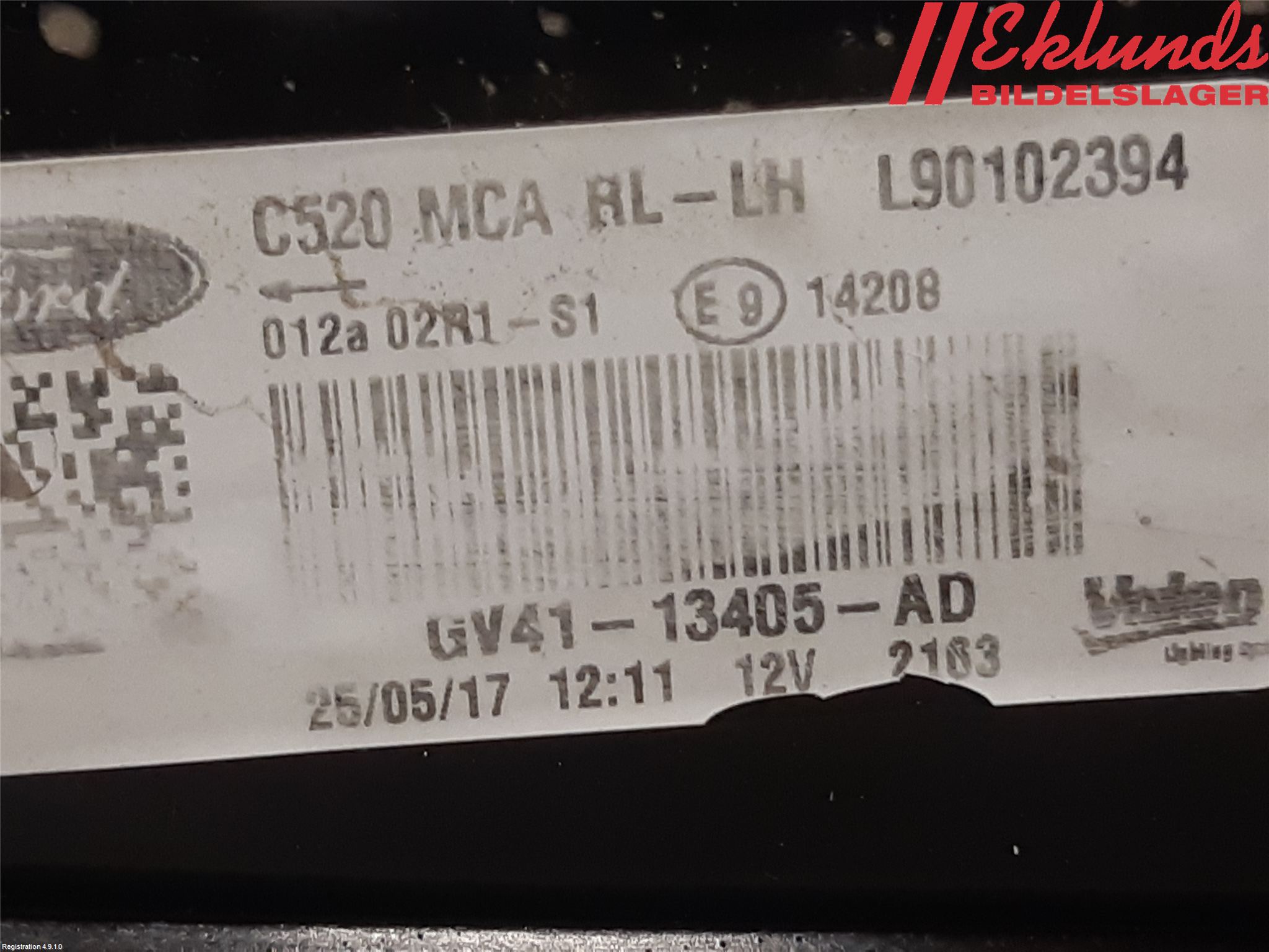 Ford KUGA 17-19 Bakljus Vänster