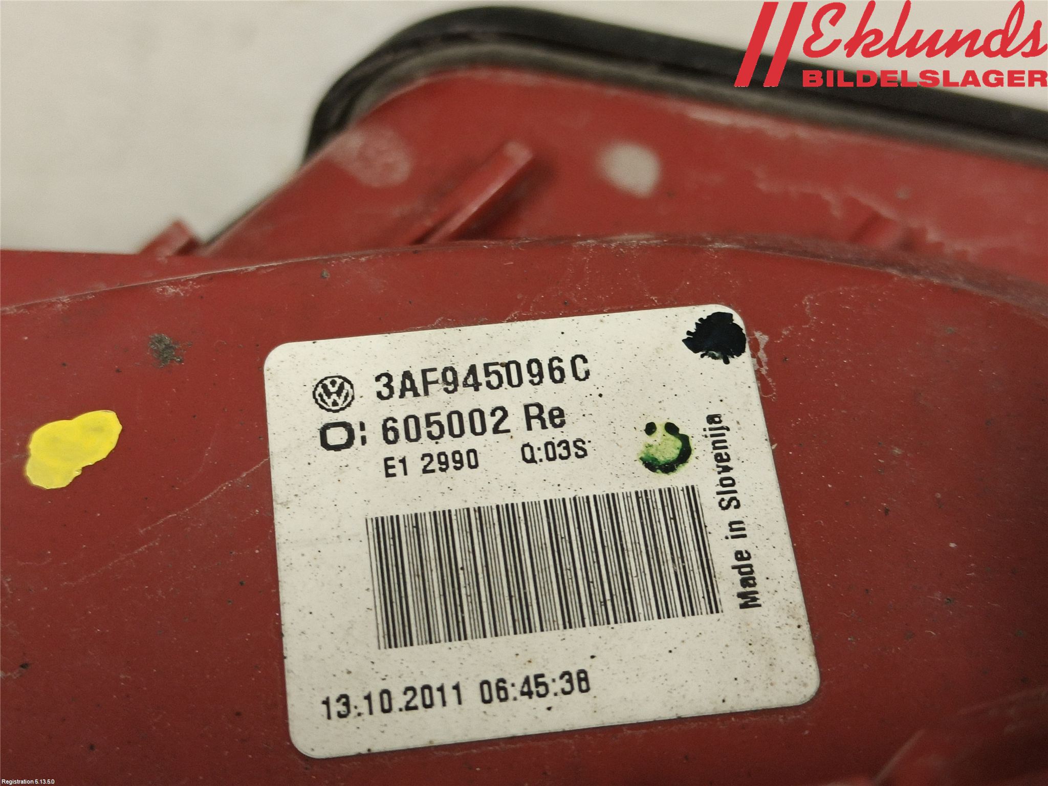 Volkswagen VW PASSAT 11-14 Bakljus Höger