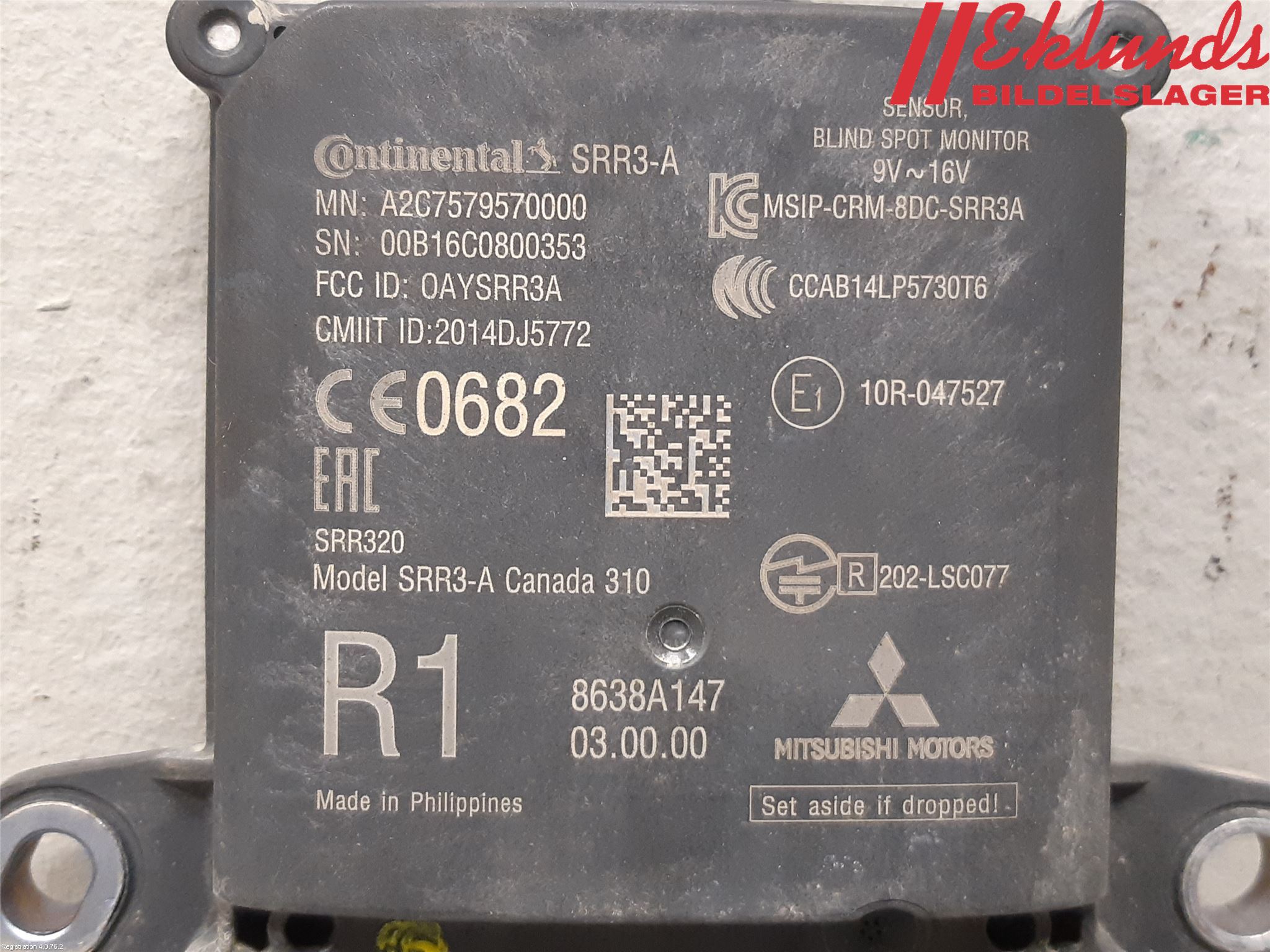Mitsubishi OUTLANDER 13-21 Sensor Aktivt Kollisionsskydd