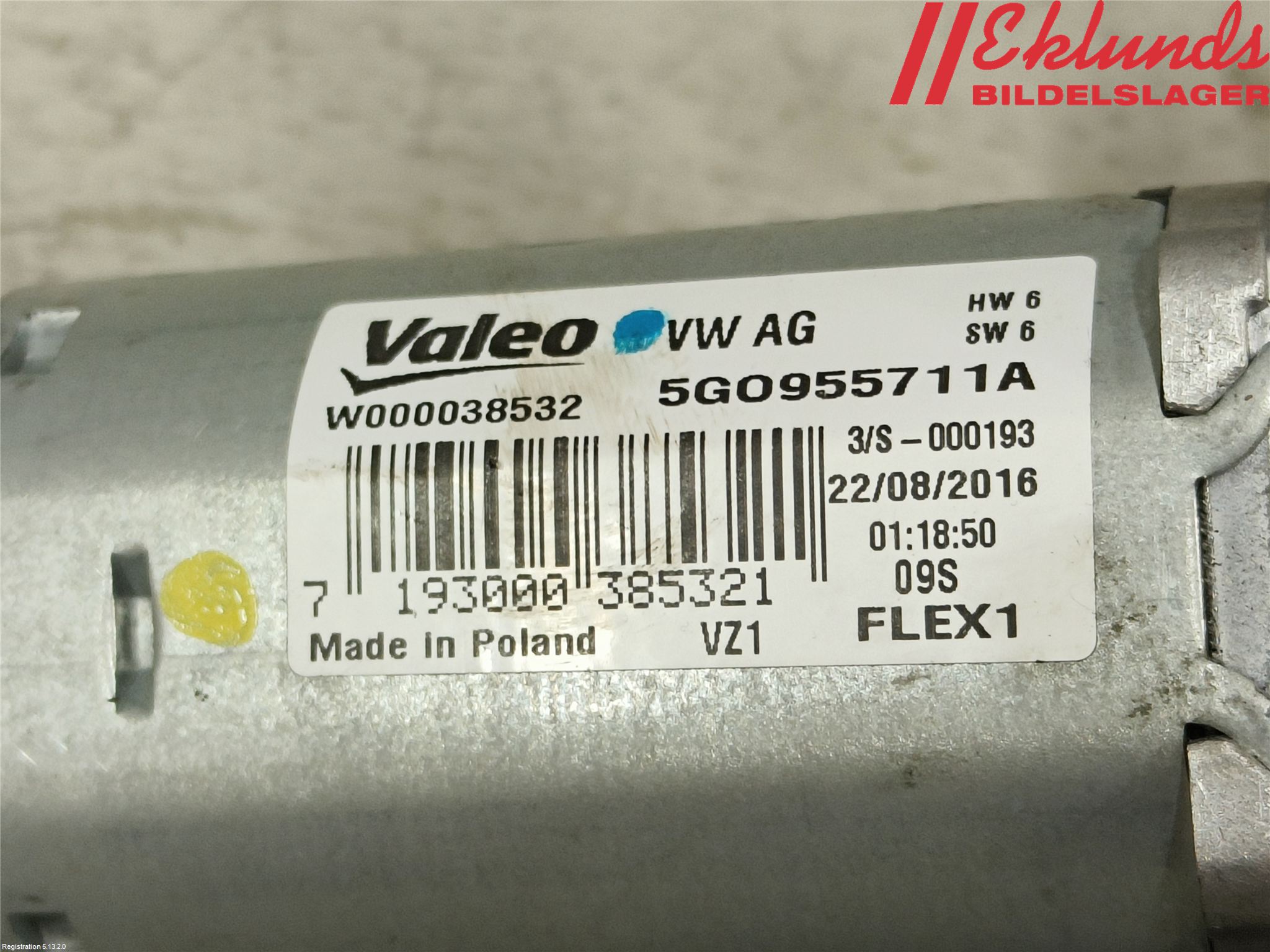 Volkswagen VW GOLF / E-GOLF VII 13-20 Torkarmotor Baklucka