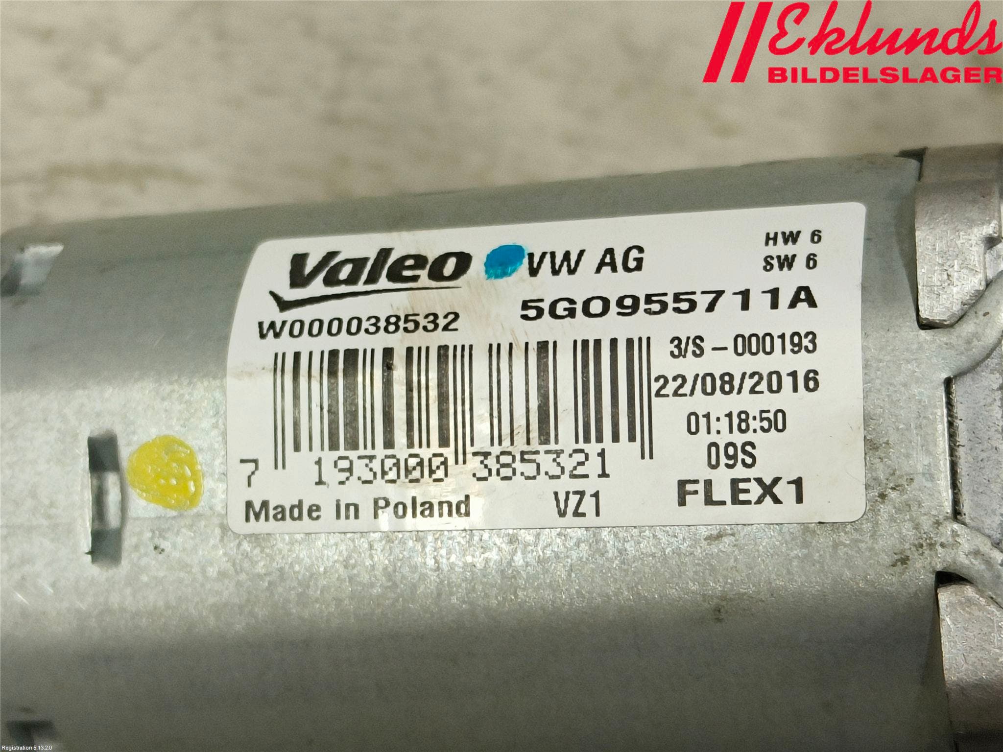 Volkswagen VW GOLF / E-GOLF VII 13-20 Torkarmotor Baklucka