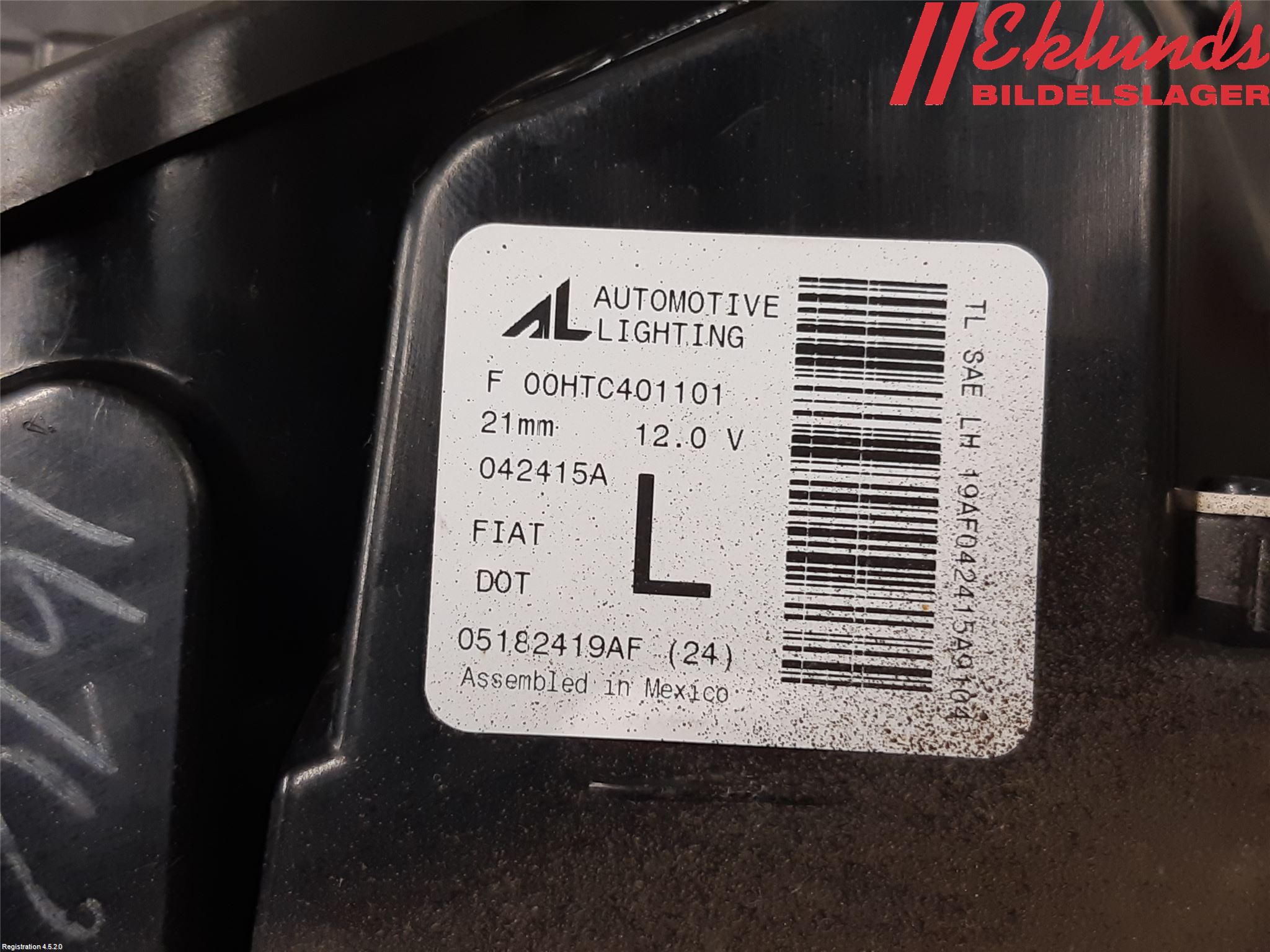 Fiat 500 07- Bakljus Vänster