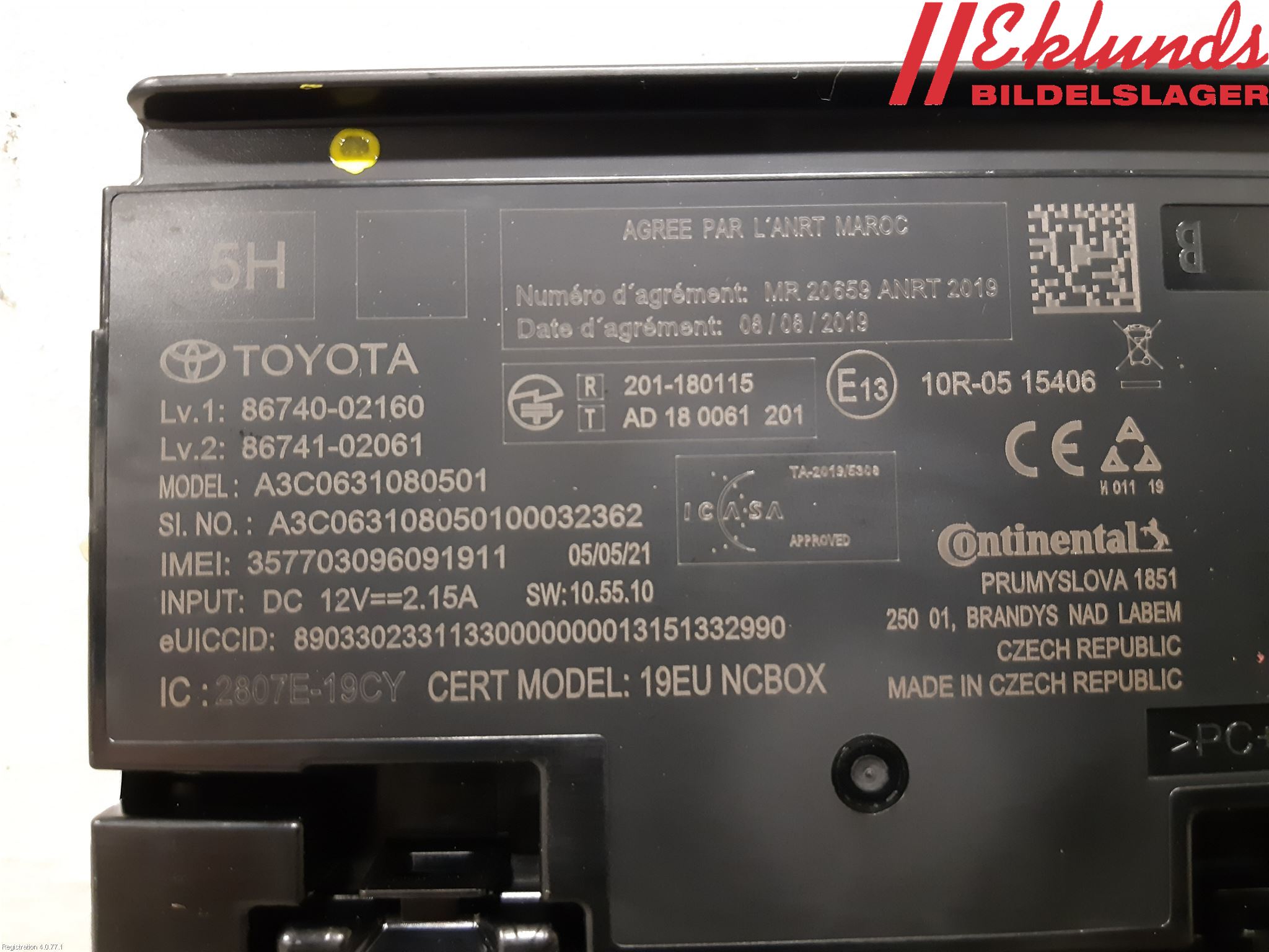 Toyota COROLLA 19- Styrenhet Övrigt