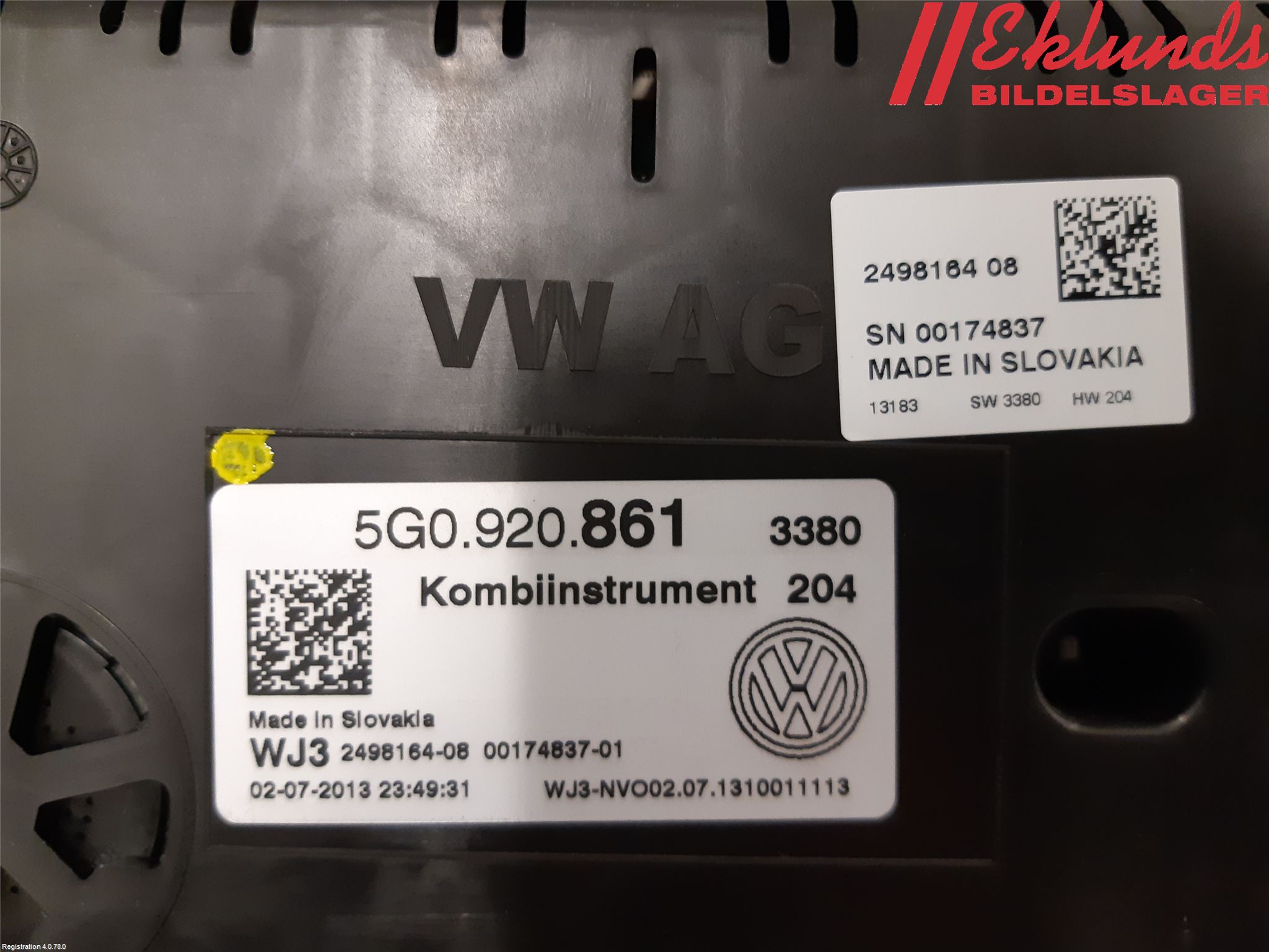 Volkswagen VW GOLF / E-GOLF VII 13-20 Instrument Komb