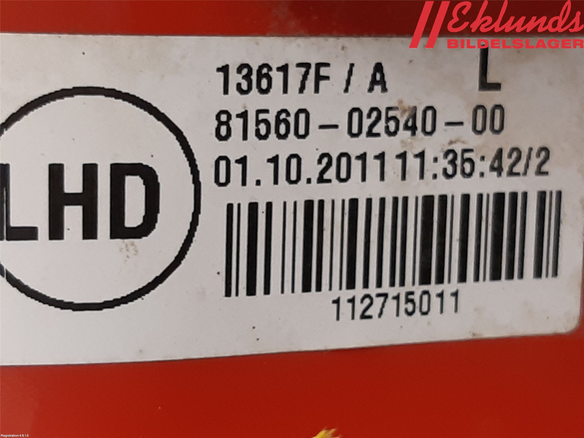 Toyota AURIS 10-12 Bakljus Vänster