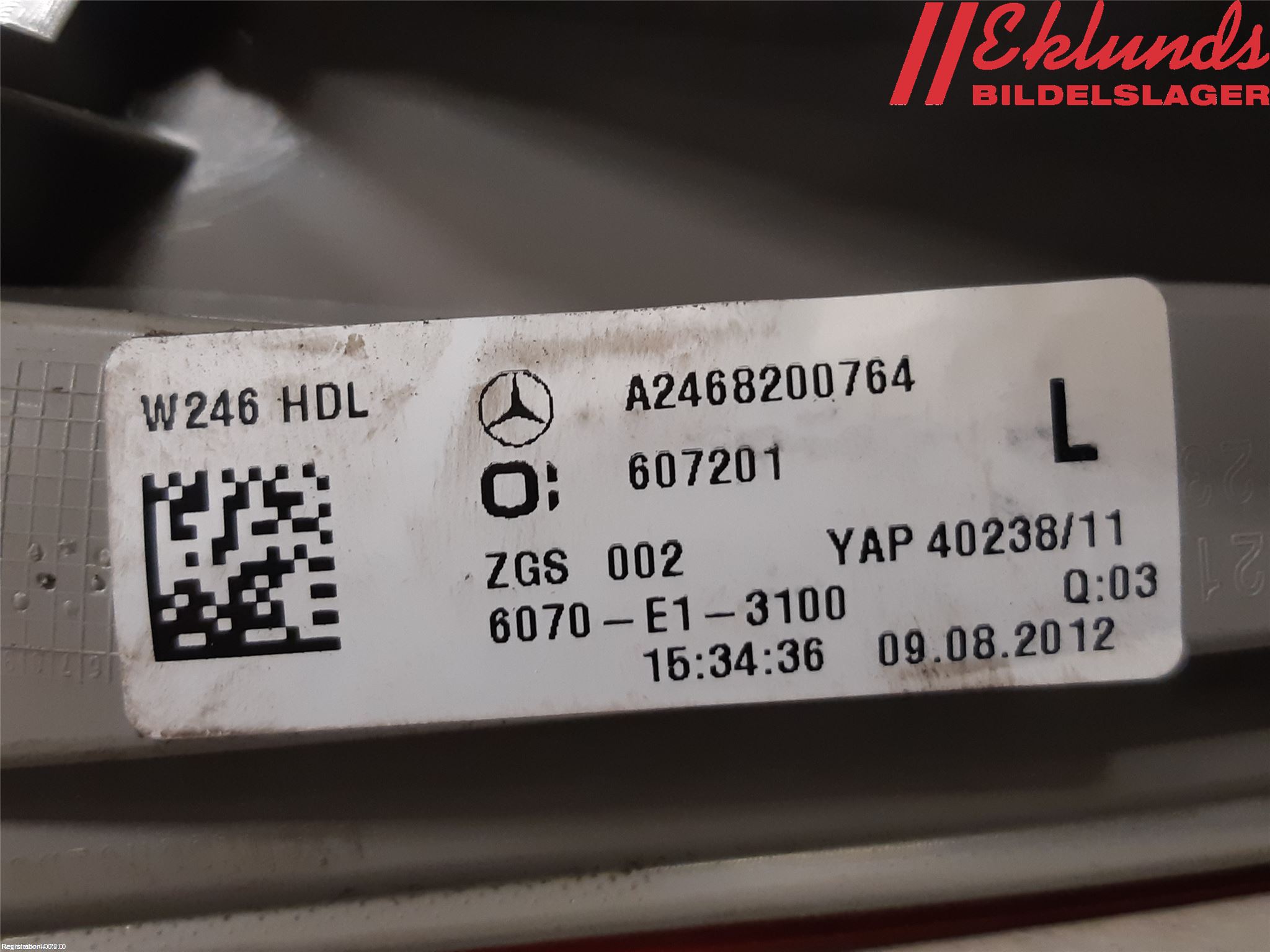 Mercedes-Benz MB B-KLASS (W246/W242) 12-19 Bakljus Lucka Vä