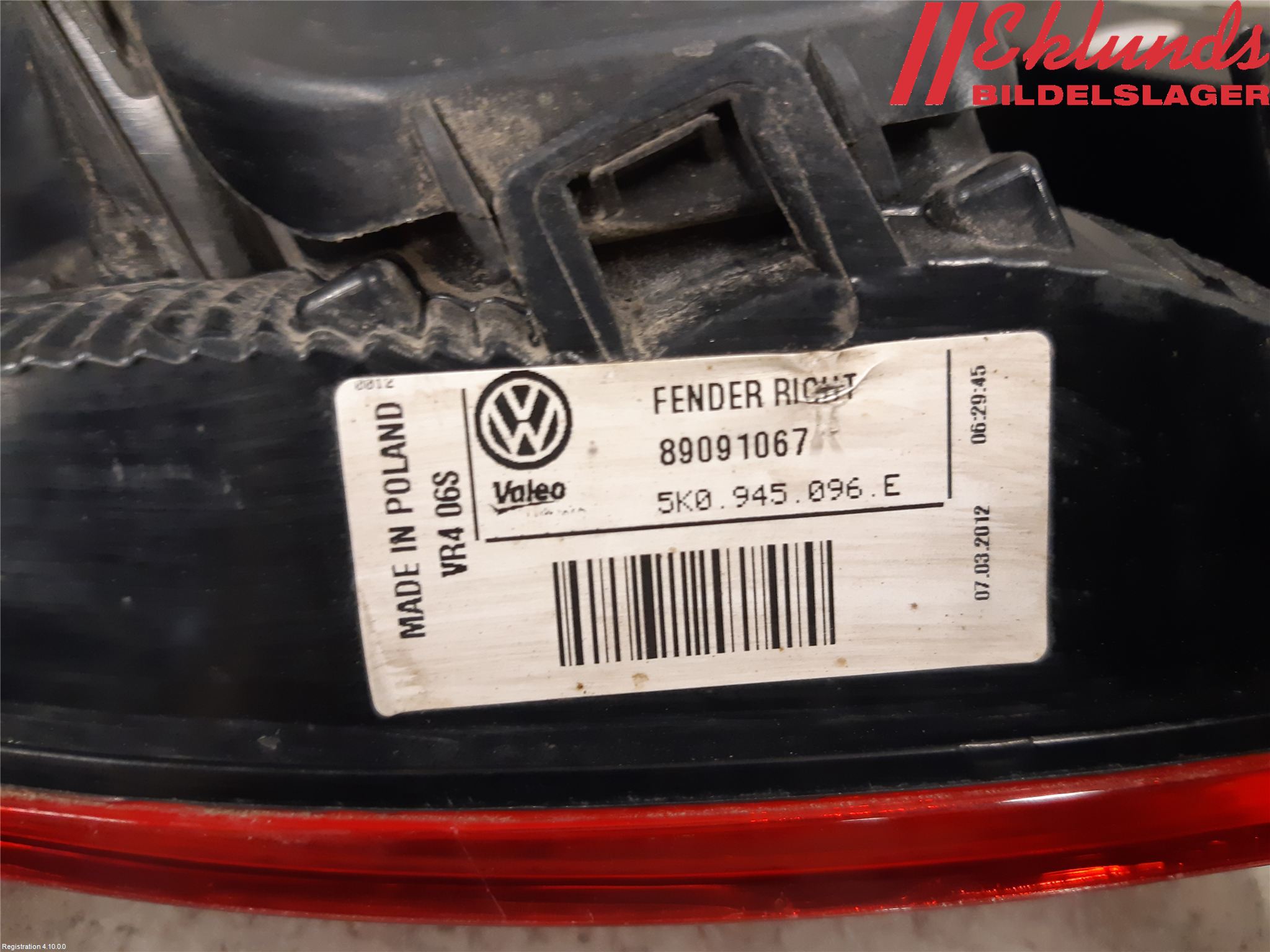 Volkswagen VW GOLF VI 09-13 Bakljus Höger