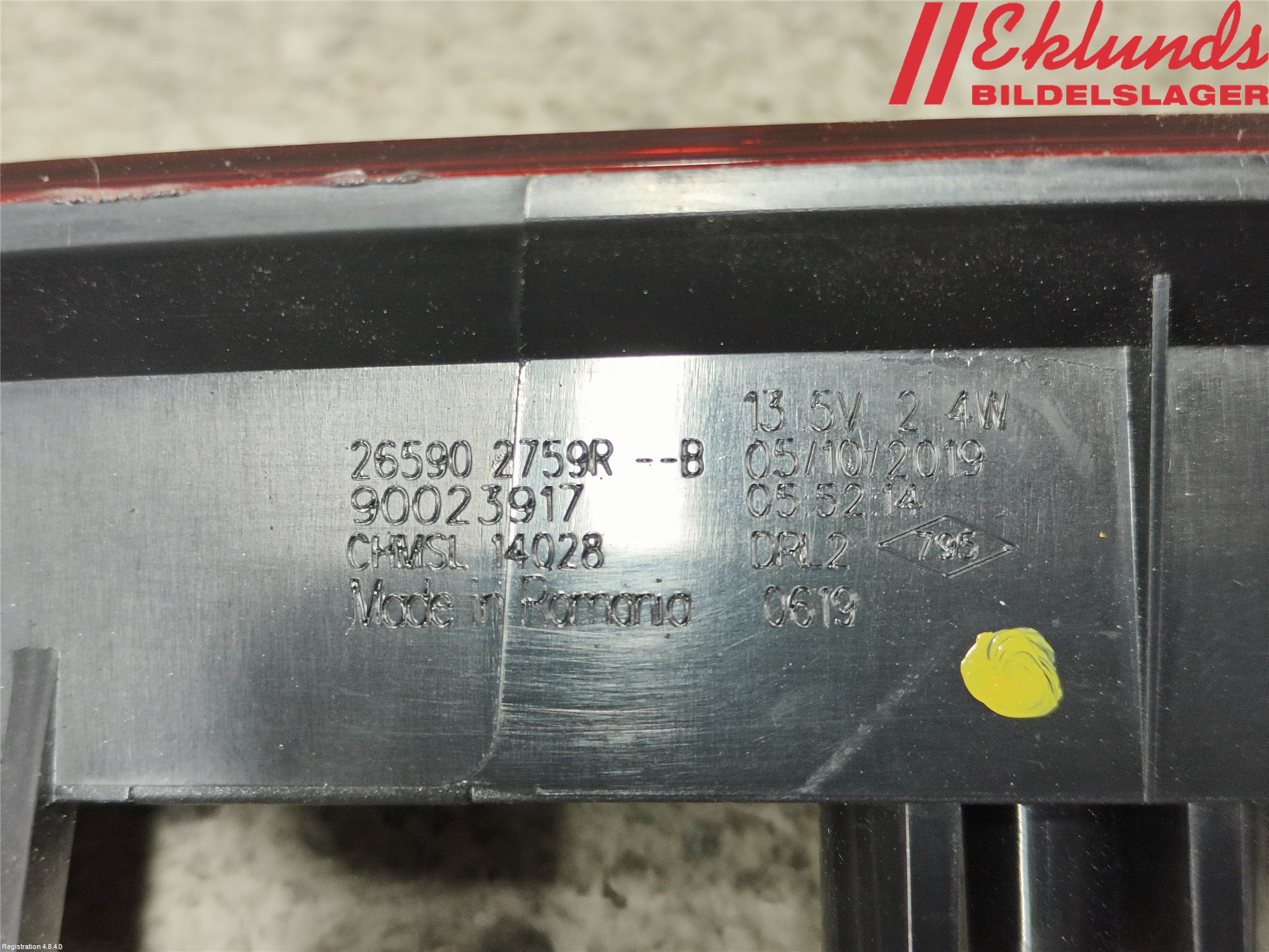 Renault CAPTUR 13-19 Bromsljus Bakruta