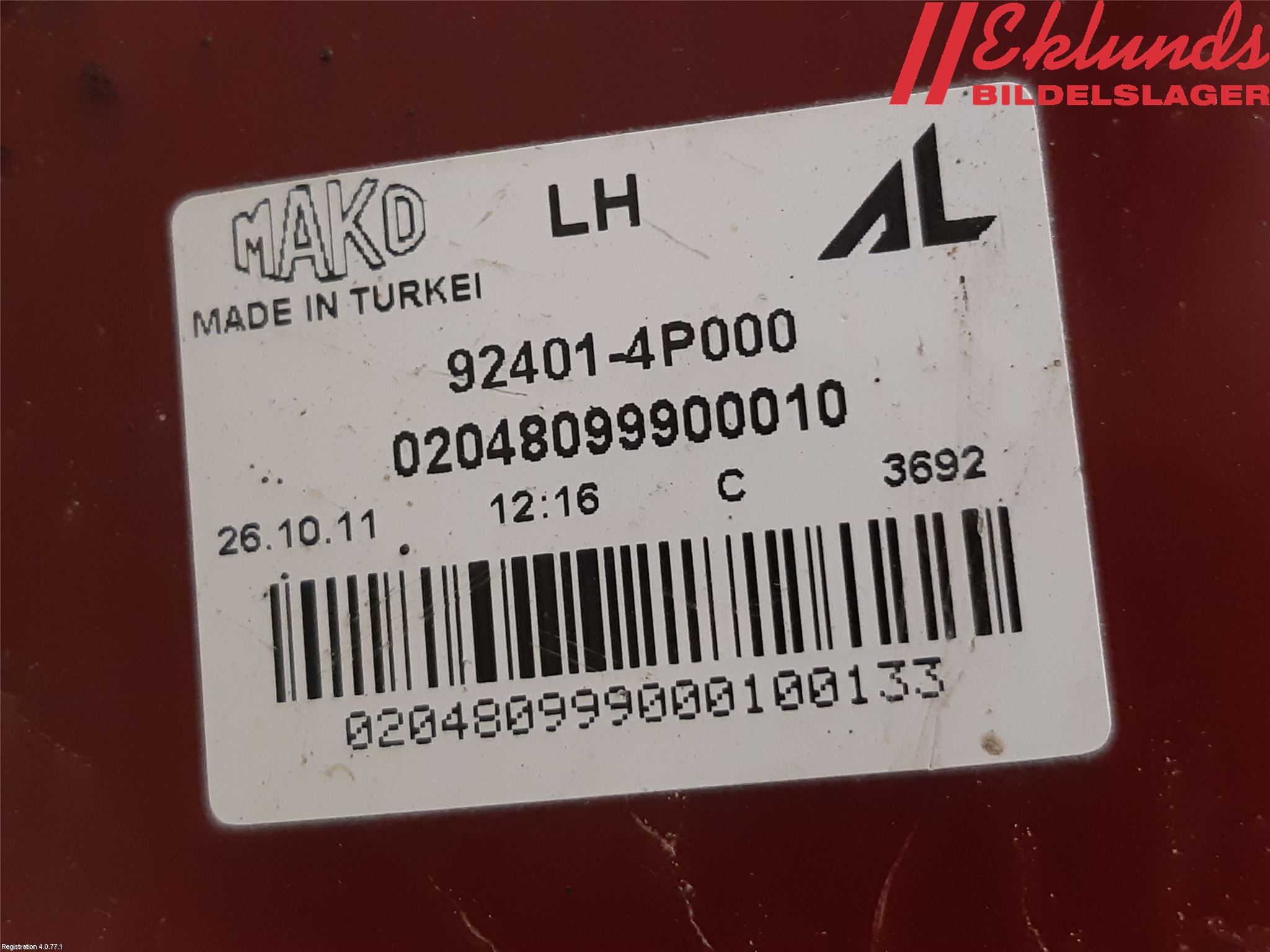 Hyundai i20 PB 09-14 Bakljus Vänster