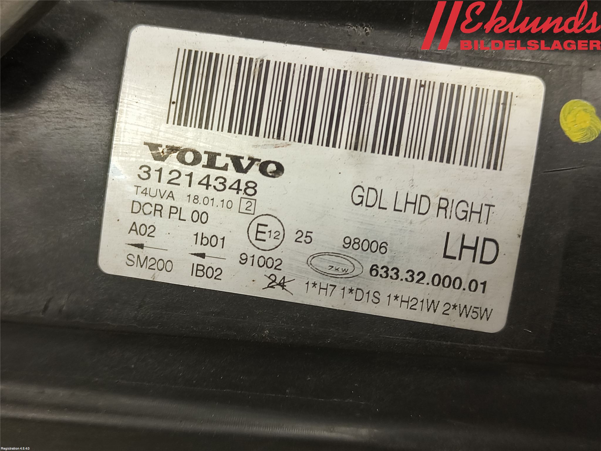 Volvo S80 07-13 Strålkastare Höger