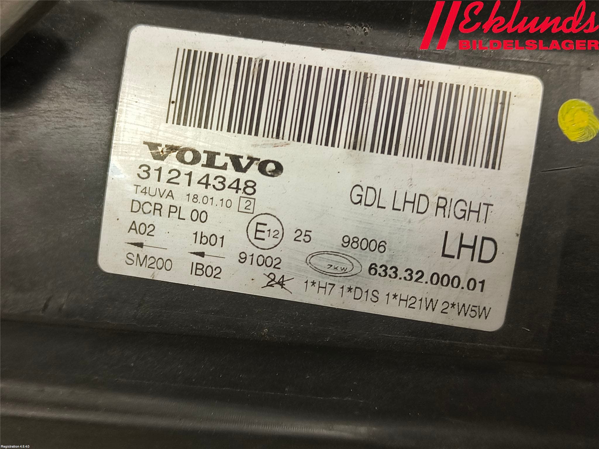 Volvo S80 07-13 Strålkastare Höger