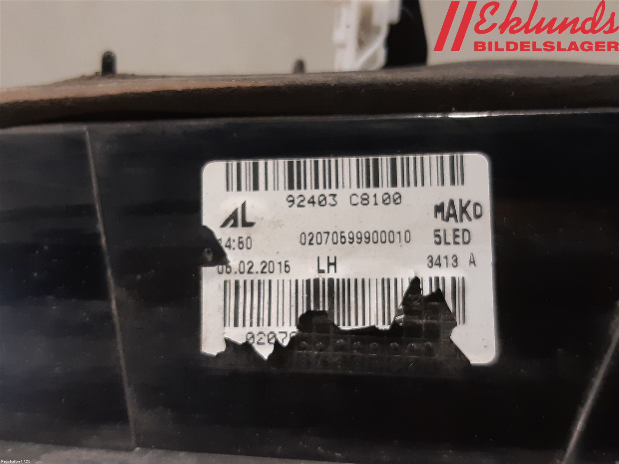 Hyundai i20 GB 15-20 Bakljus Lucka Vä