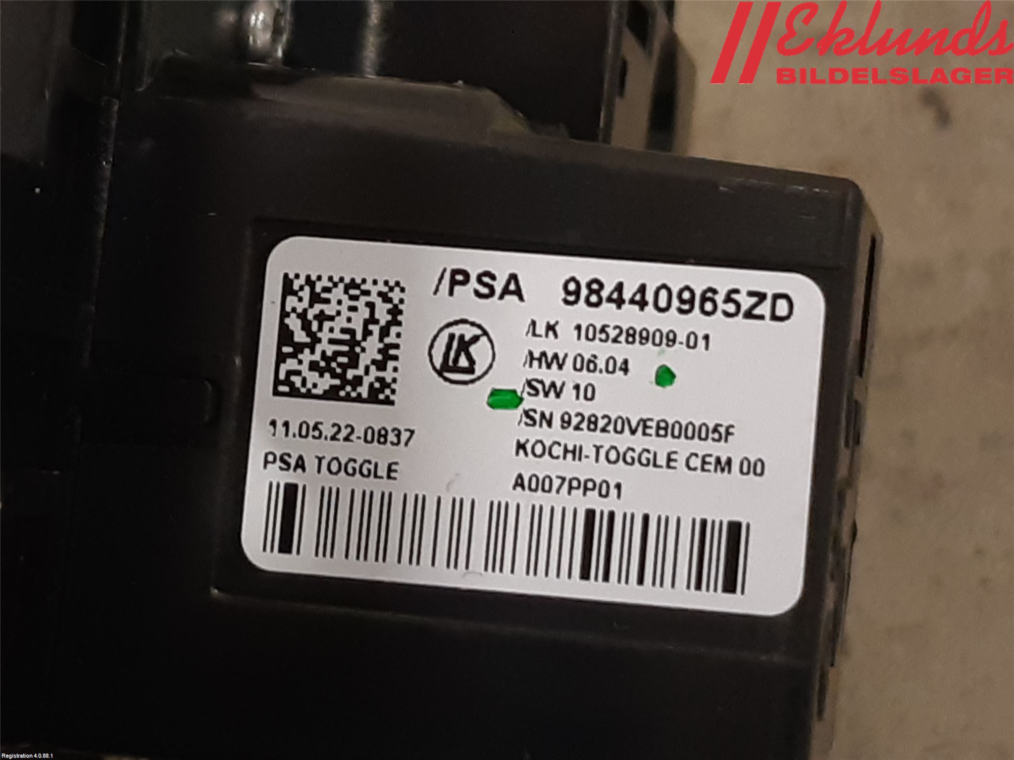 Peugeot EXPERT/E-EXPERT 17- Strömställare Växellåda