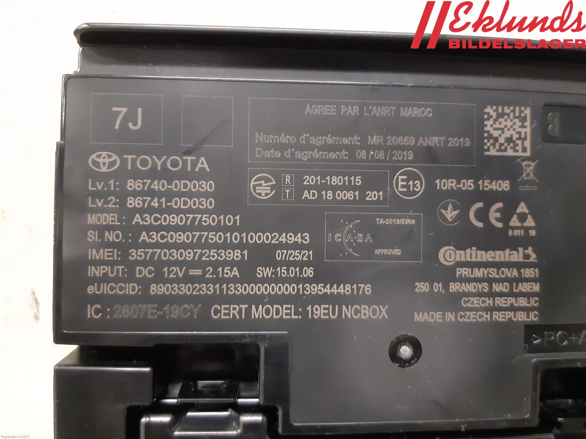Toyota YARIS CROSS XP21 21- Styrenhet Tal