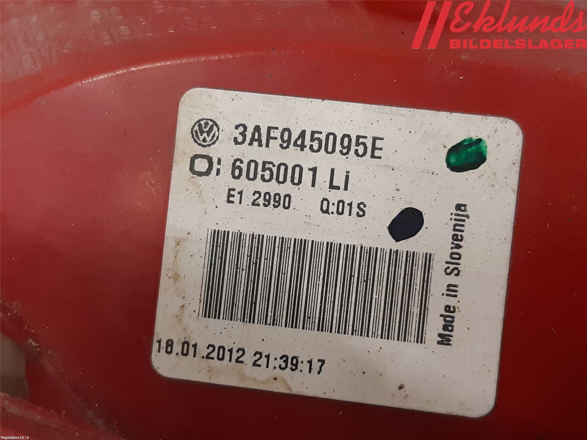 Volkswagen VW PASSAT 11-14 Bakljus Vänster