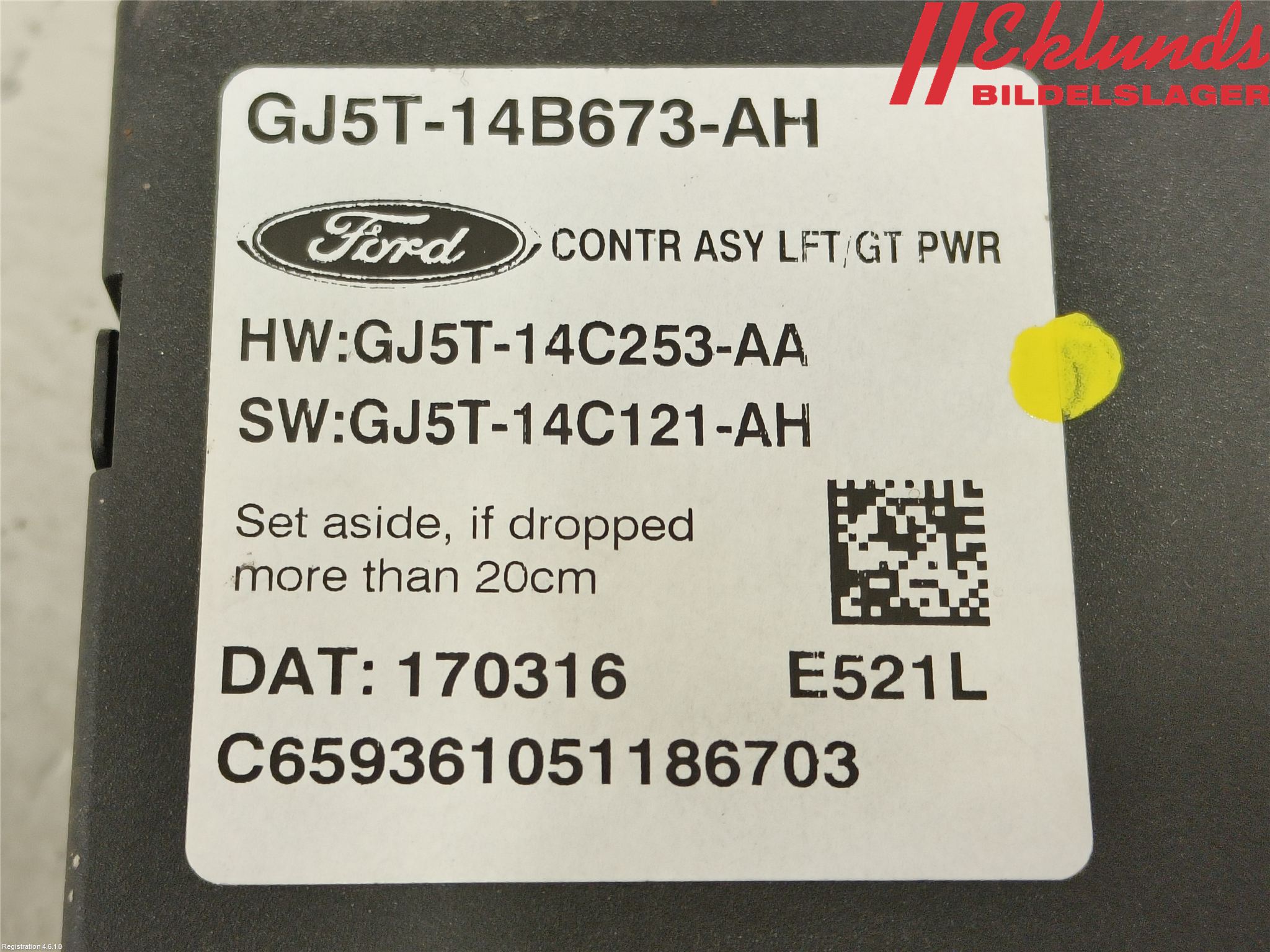 Ford KUGA 17-19 Styrenhet Baklucka