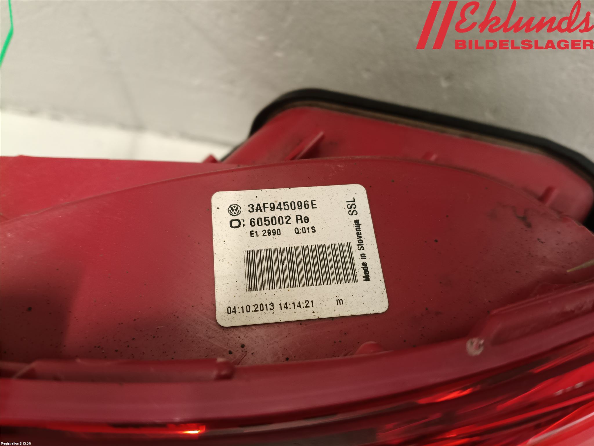Volkswagen VW PASSAT 11-14 Bakljus Höger