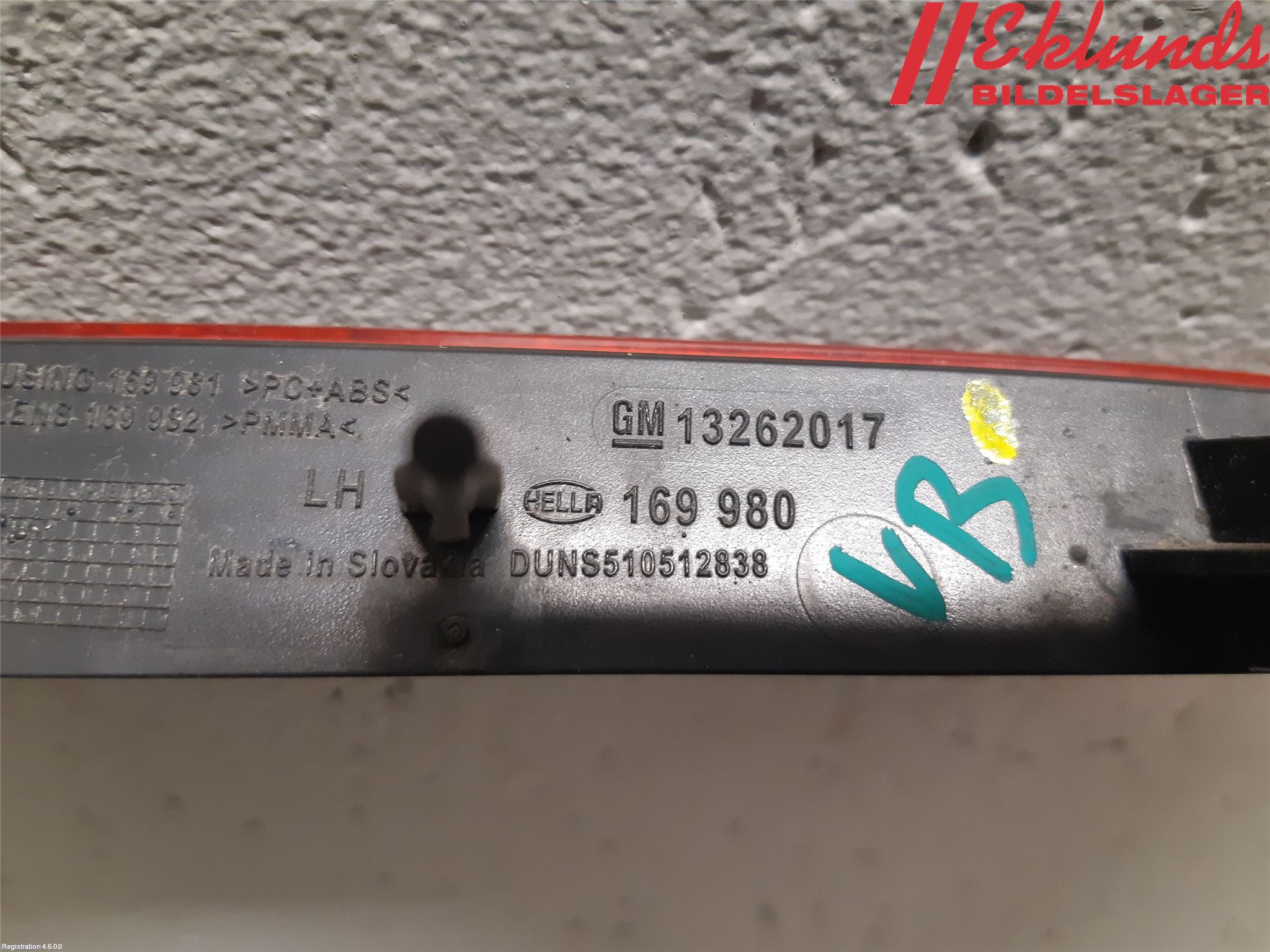 Opel ASTRA J 10-15 Dimljus/Reflex Bak