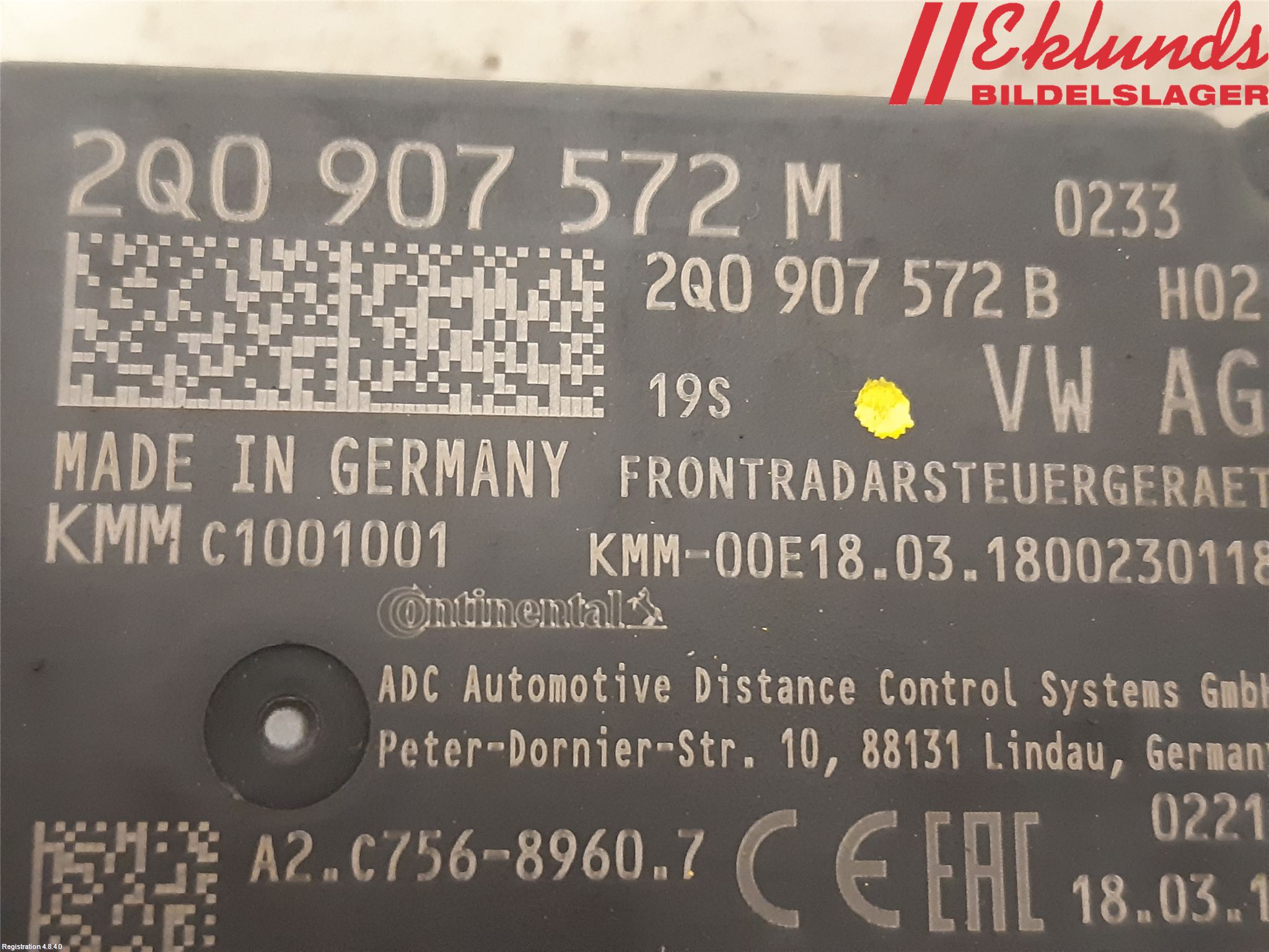 Volkswagen VW TIGUAN 16-24 Sensor Aktivt Kollisionsskydd