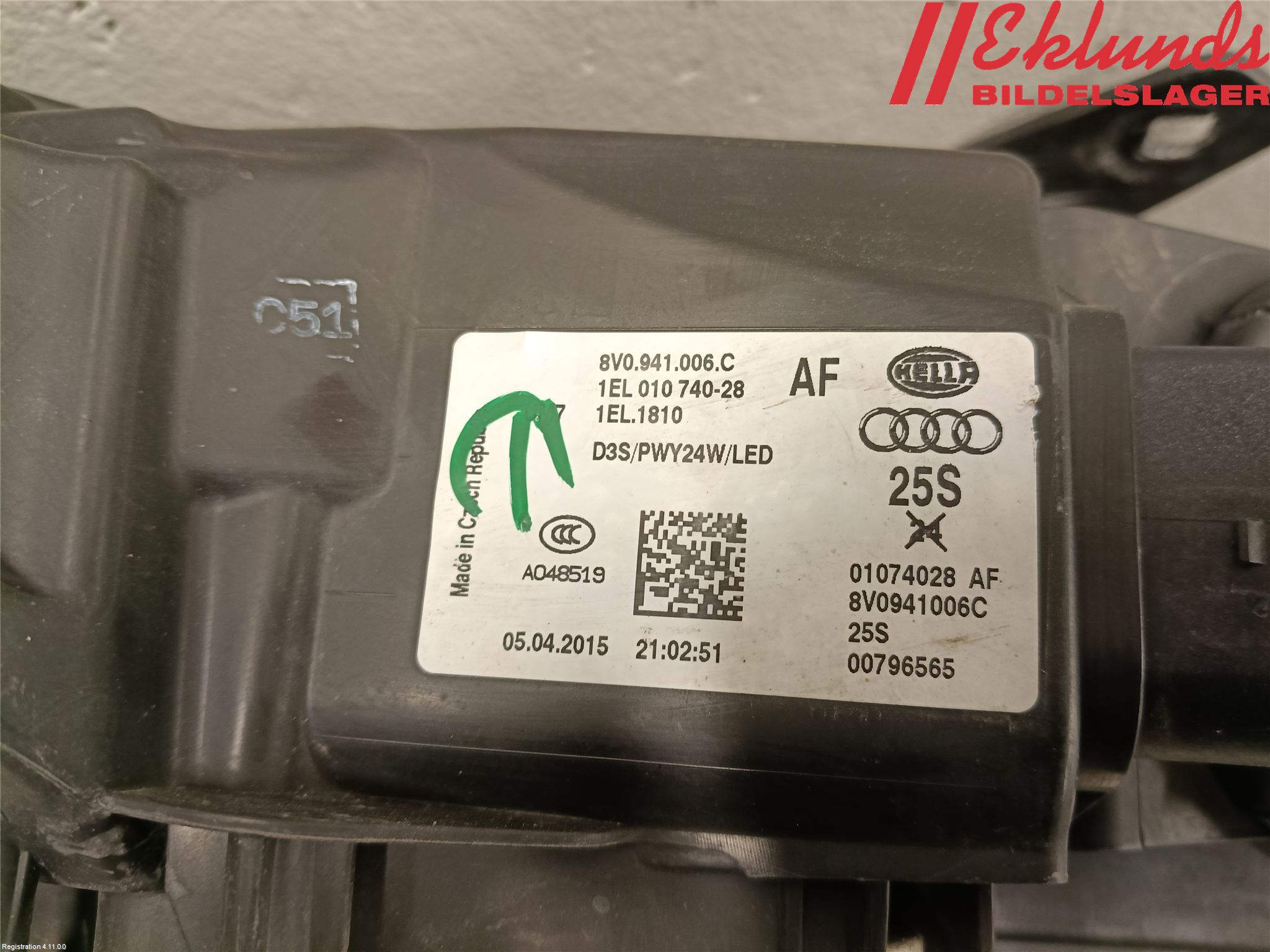 Audi A3/S3 8V 13-20 Strålkastare Höger