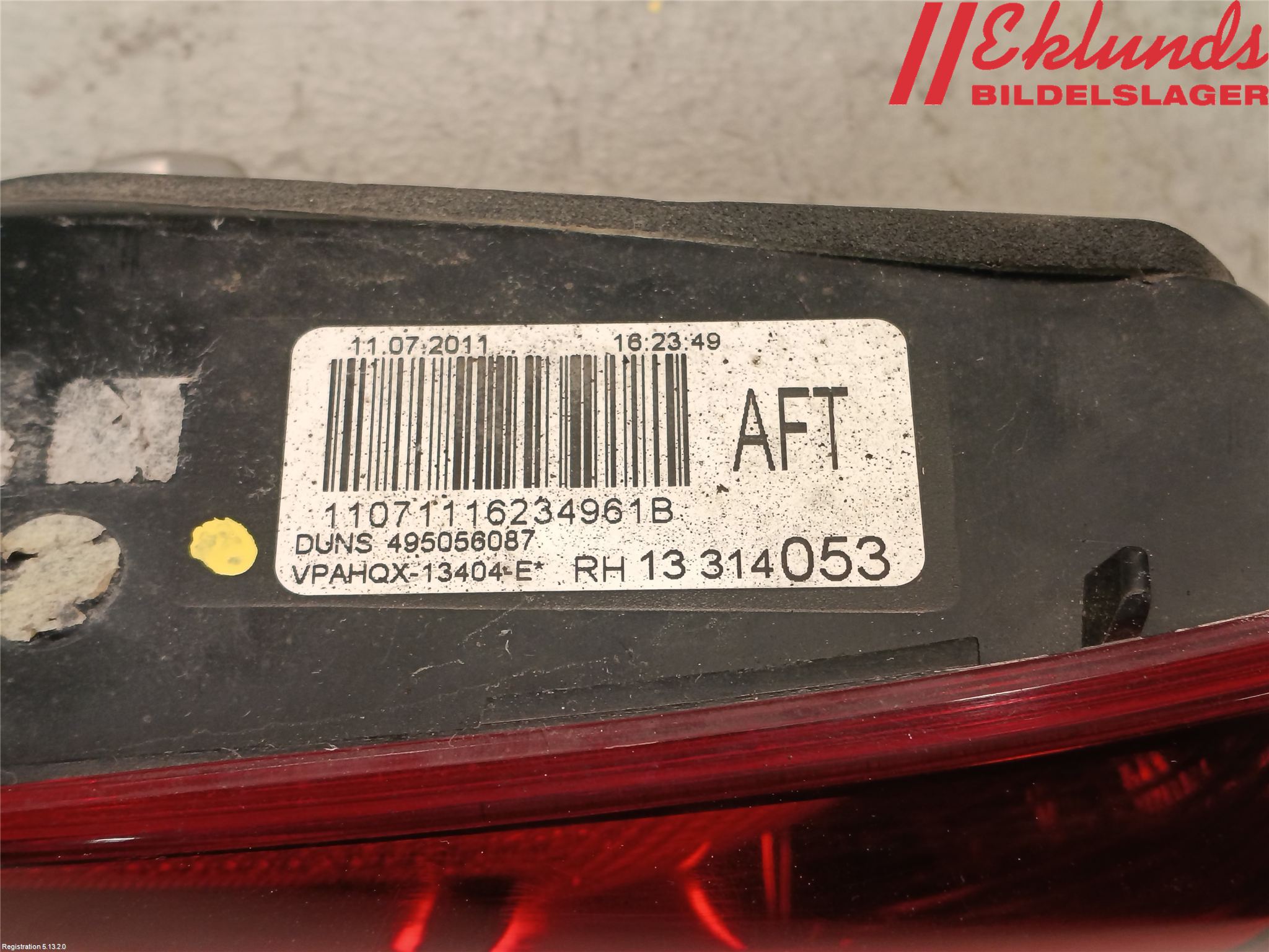 Opel ASTRA J 10-15 Bakljus Lucka Hö