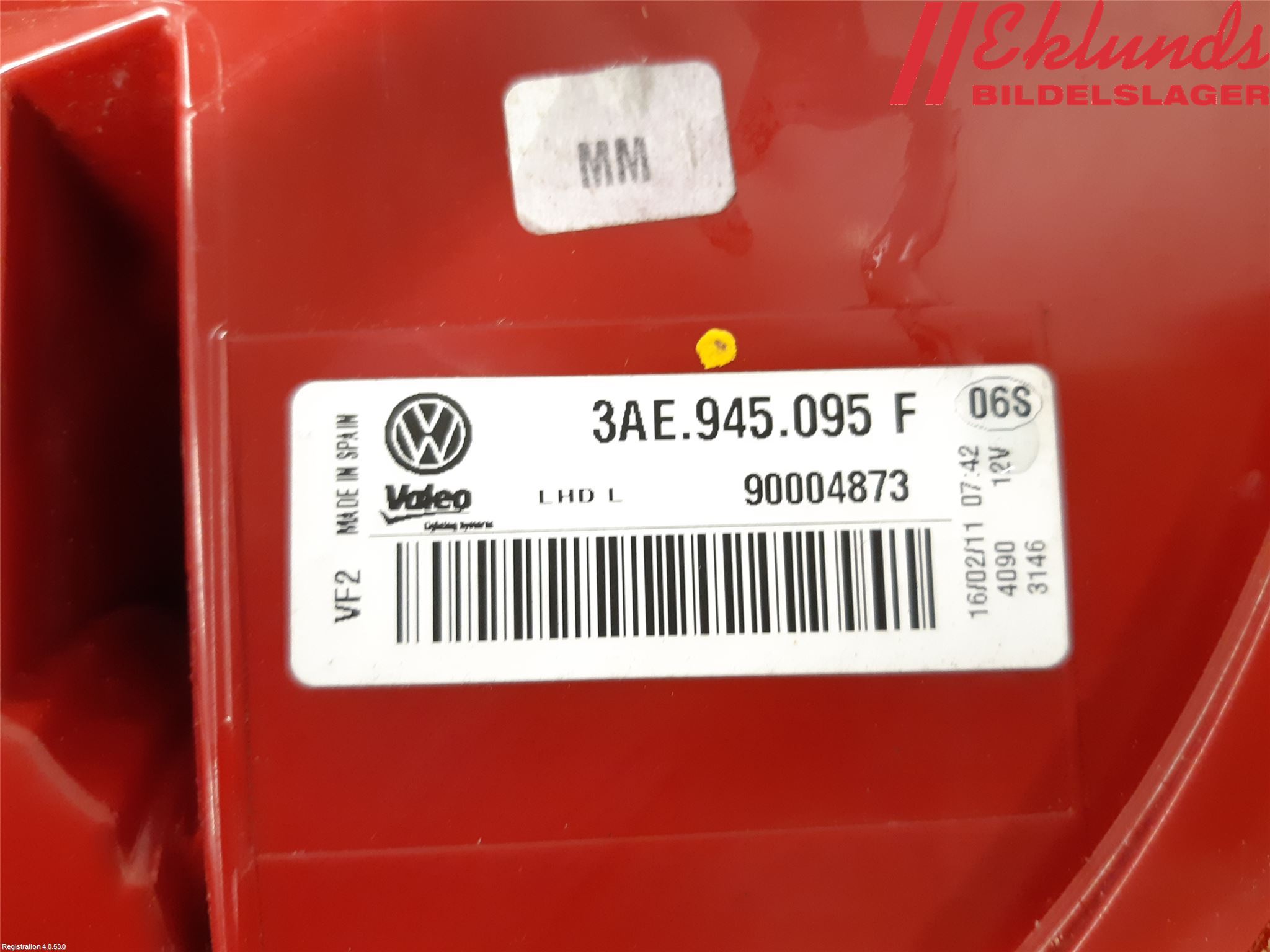 Volkswagen VW PASSAT 11-14 Bakljus Vänster