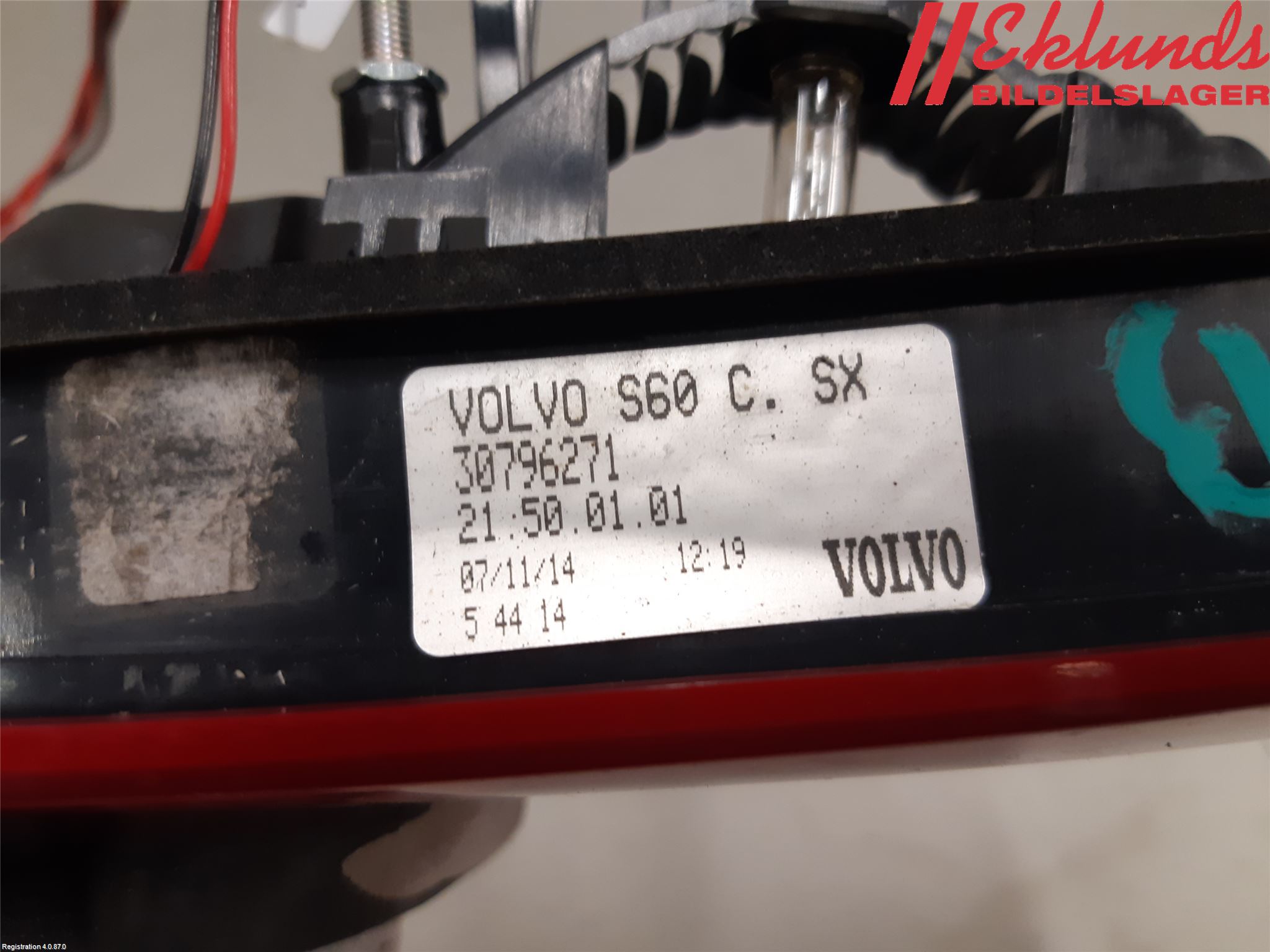 Volvo S60 11-13 Bakljus Lucka Vä