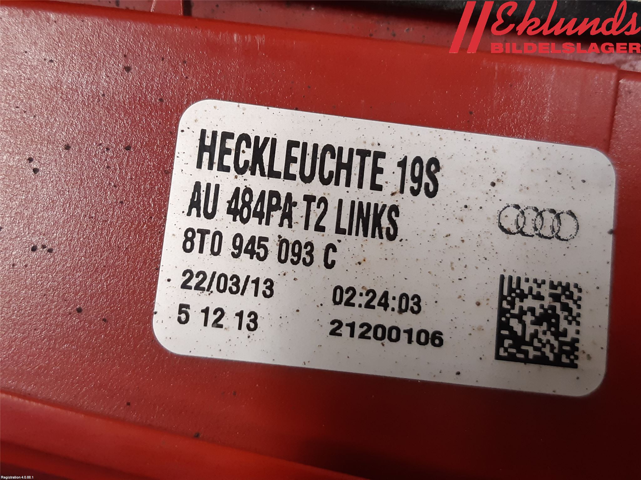 Audi A5 07-16 Bakljus Lucka Vä