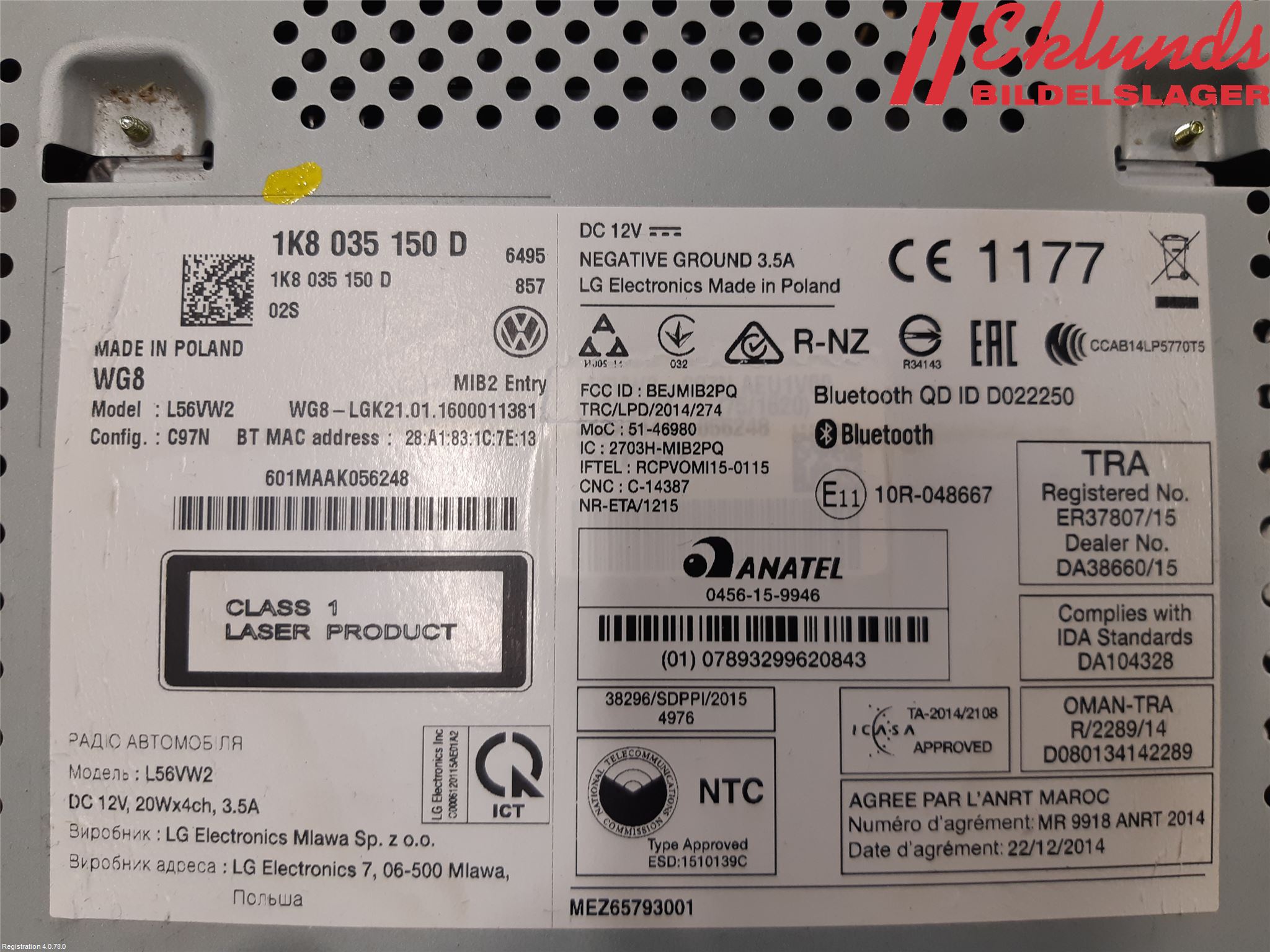 Volkswagen VW CADDY 16-20 Cd Radio - Multimediapanel