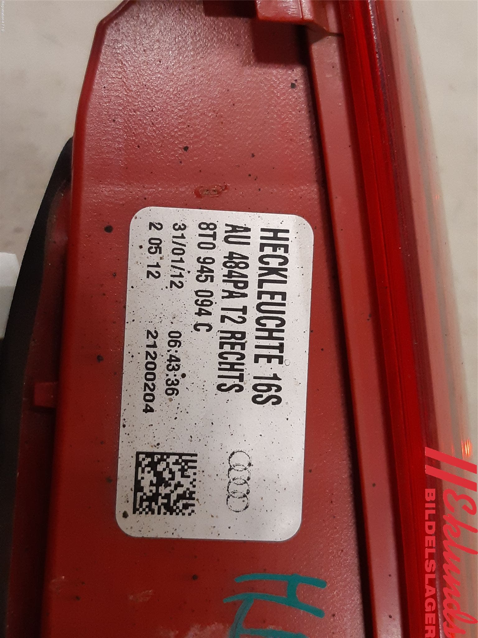 Audi A5 07-16 Bakljus Lucka Hö