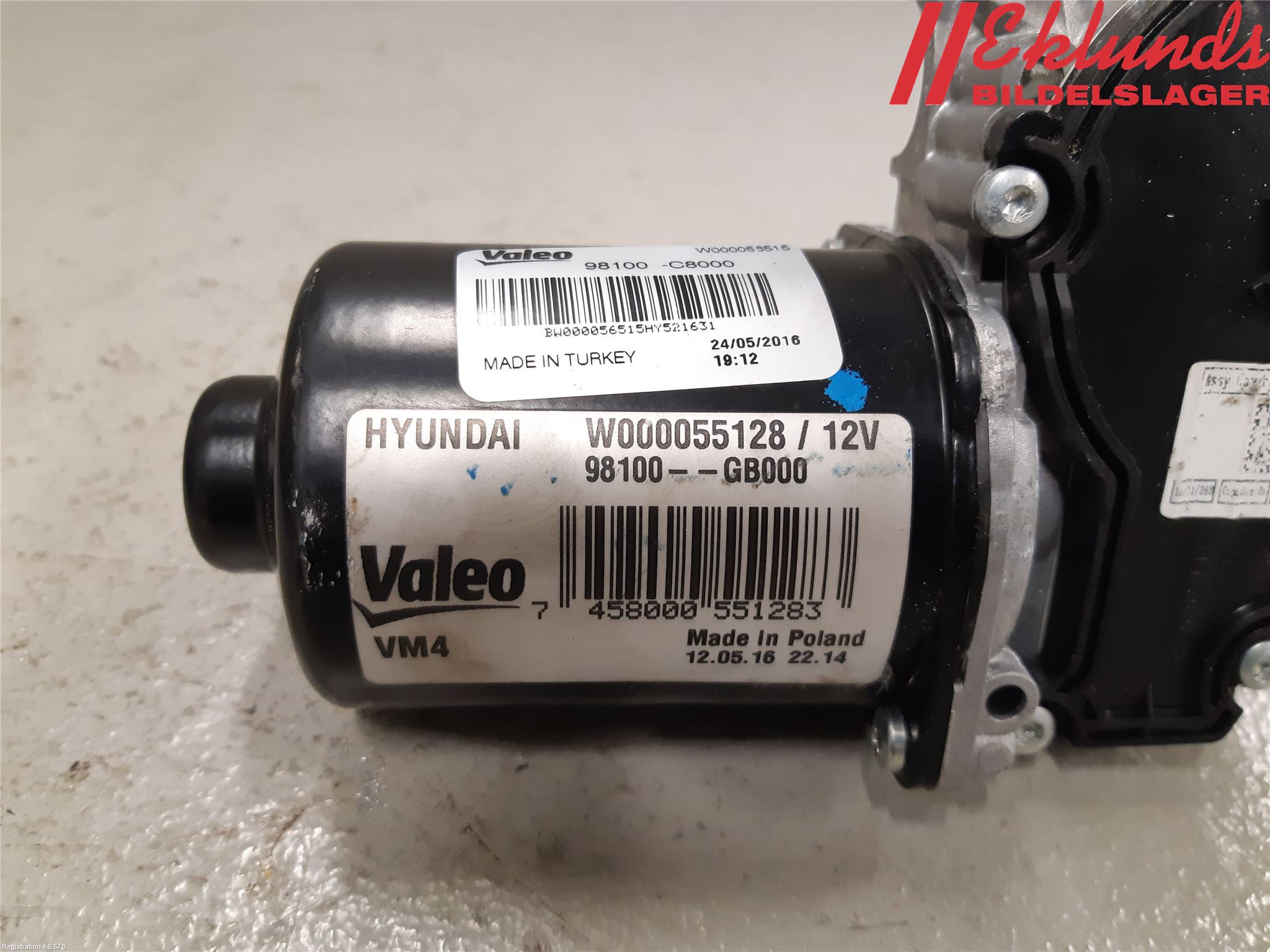 Hyundai i20 GB 15-20 Torkarmotor Vindruta