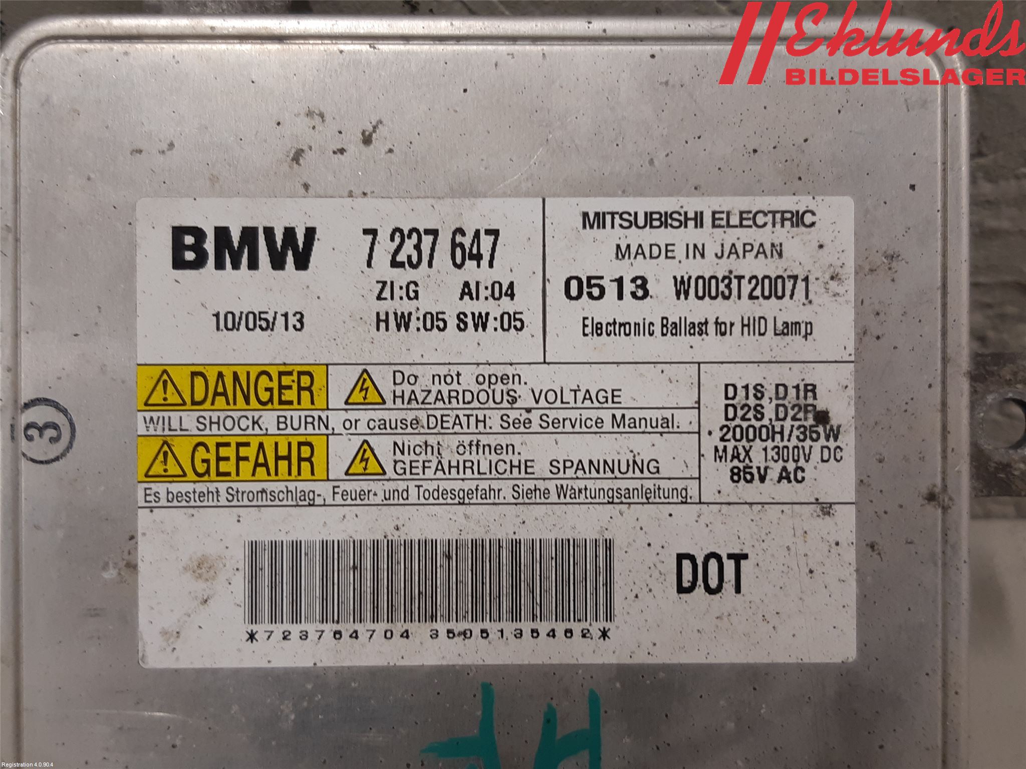 BMW X1 E84 10-15 Styrenhet Strålkastare