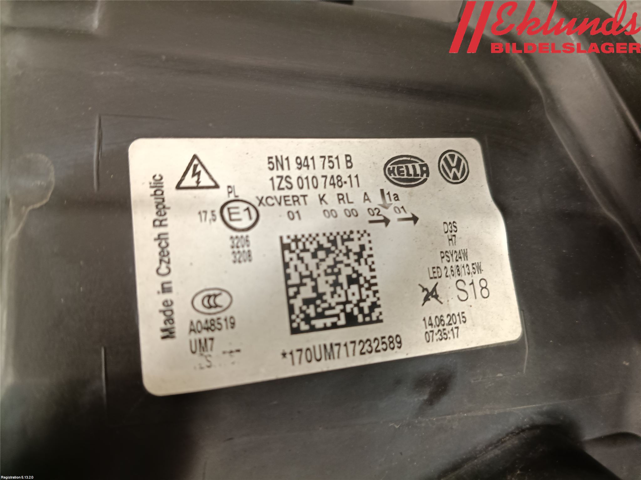 Volkswagen VW TIGUAN 07-16 Strålkastare Vänster