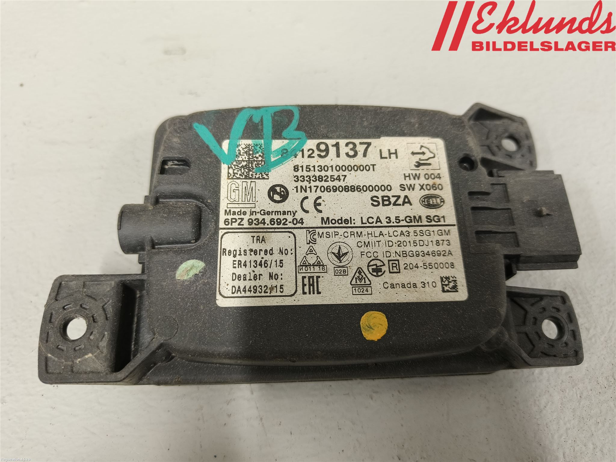 Opel INSIGNIA 17- Sensor Aktivt Kollisionsskydd