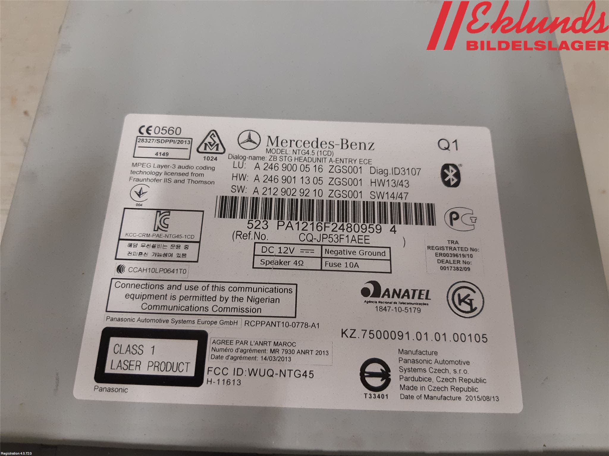 Mercedes-Benz MB A-KLASS (W176) 13-18 Cd Radio - Multimediapanel