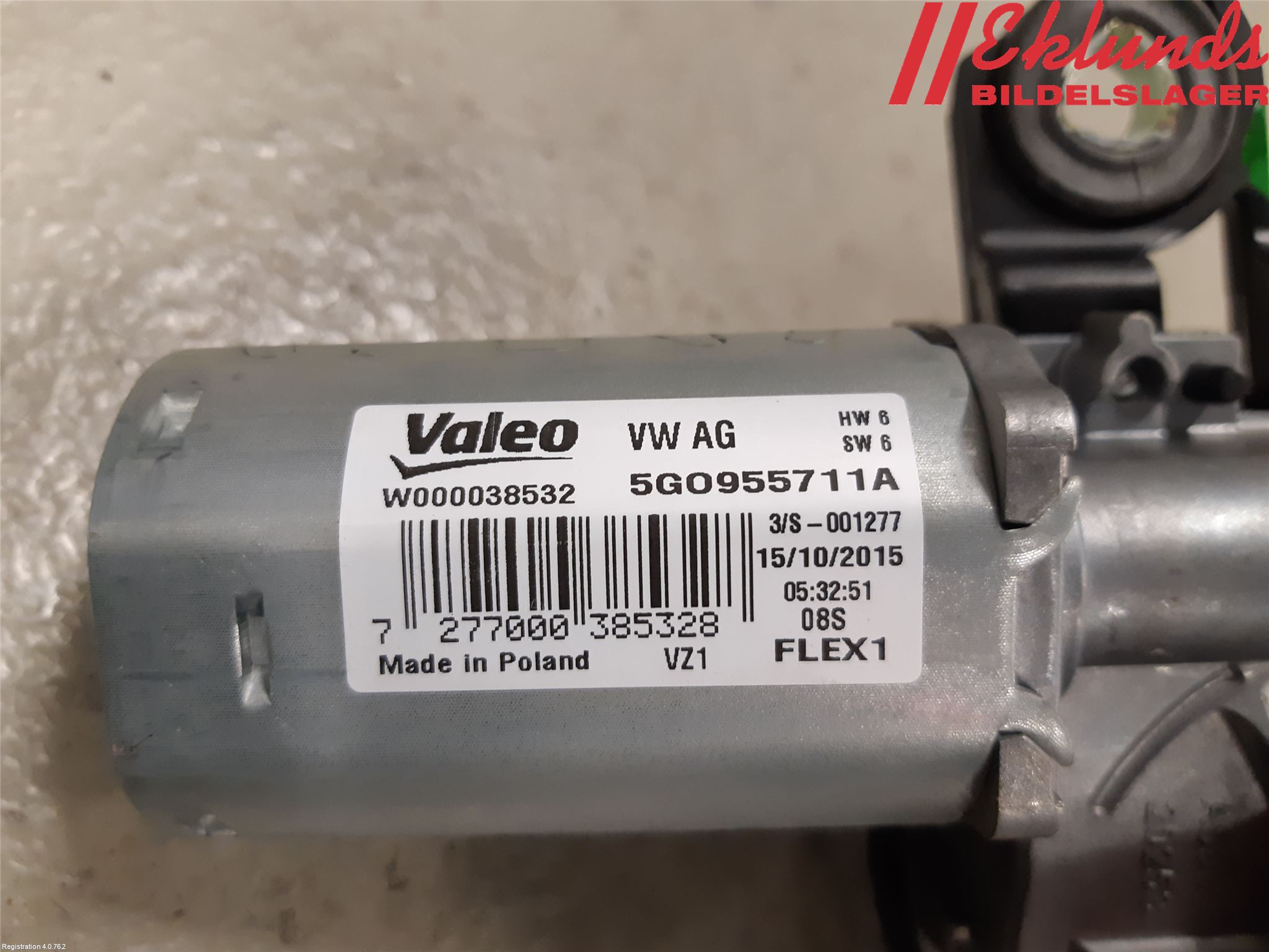 Volkswagen VW PASSAT 15-19 Torkarmotor Baklucka