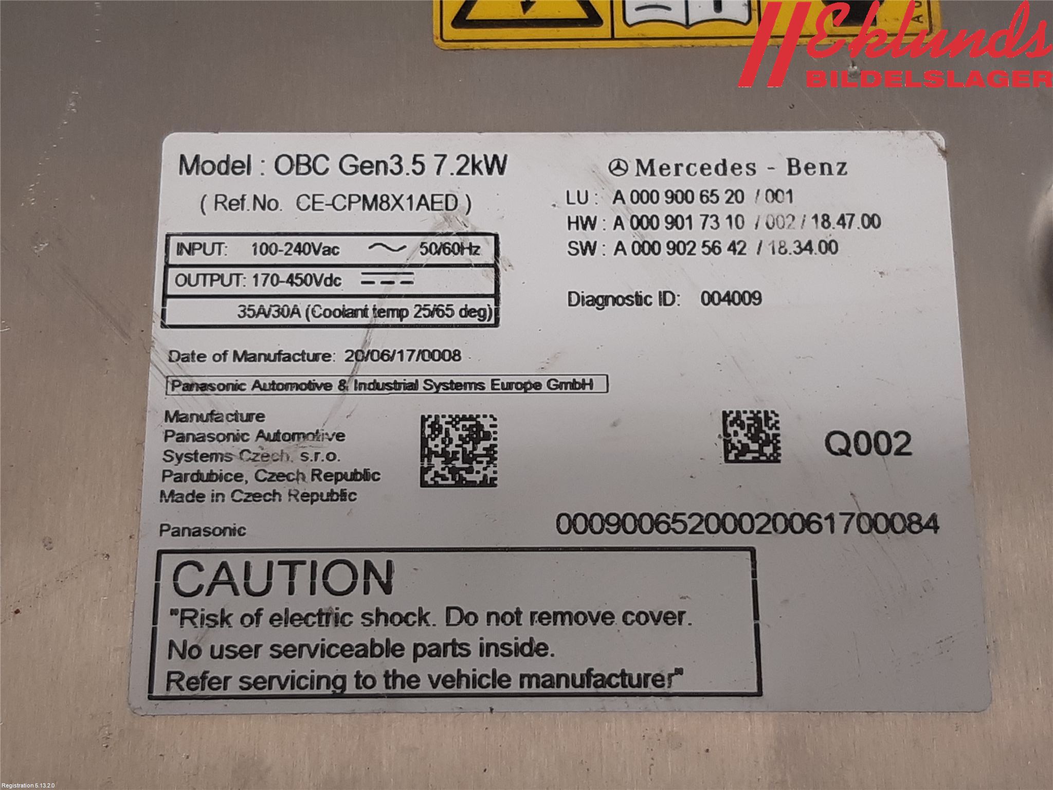 Mercedes-Benz MB EQC (N293) 20- Batteriladdare Högspänning