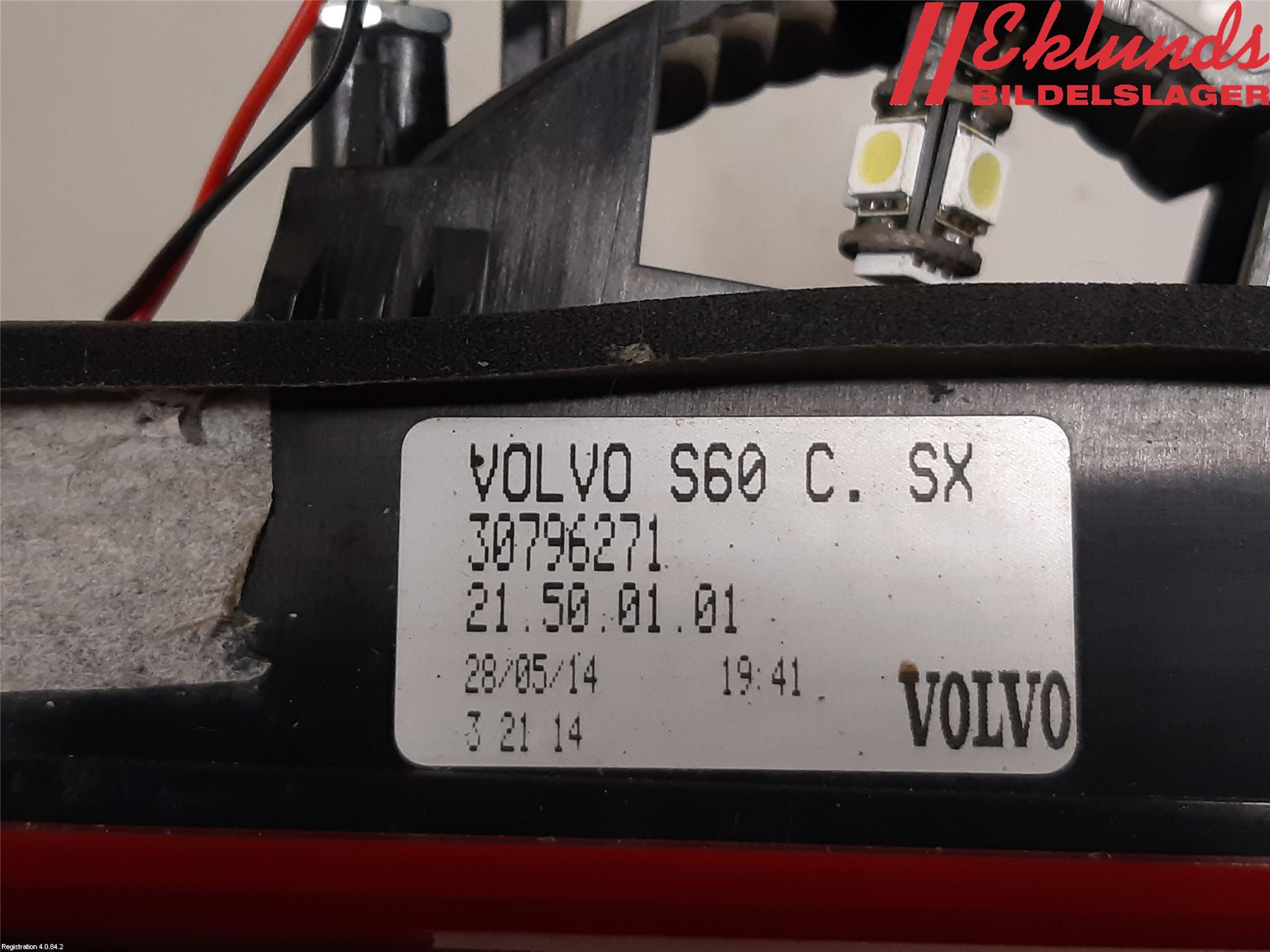 Volvo S60 11-13 Bakljus Lucka Vä